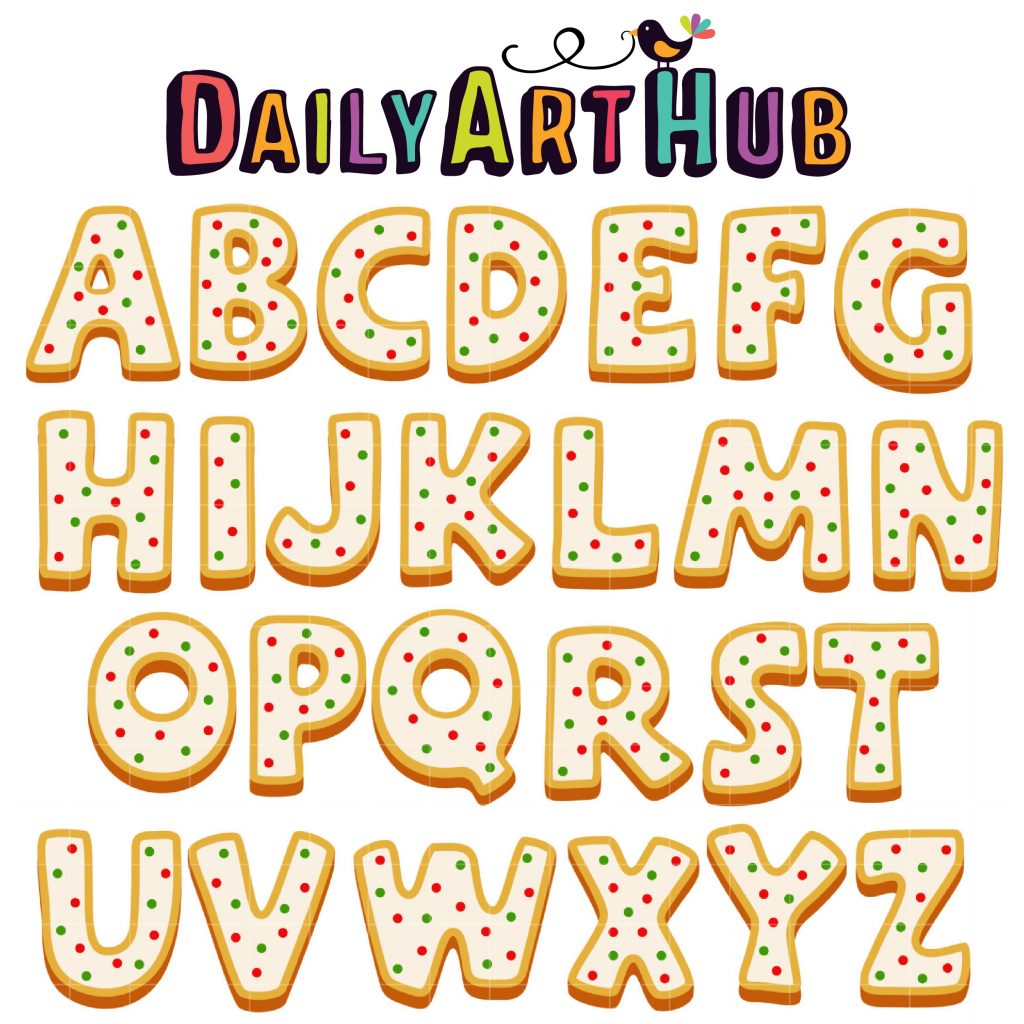 Christmas Cookie Alphabet Clip Art Set Daily Art Hub // Graphics