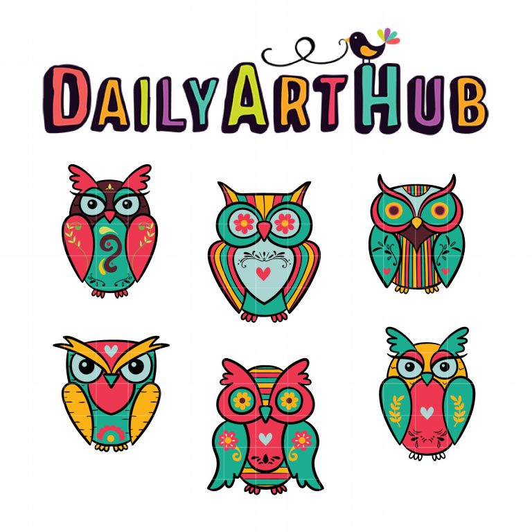 Colorful Owl Clip Art Set – Daily Art Hub // Graphics, Alphabets & SVG
