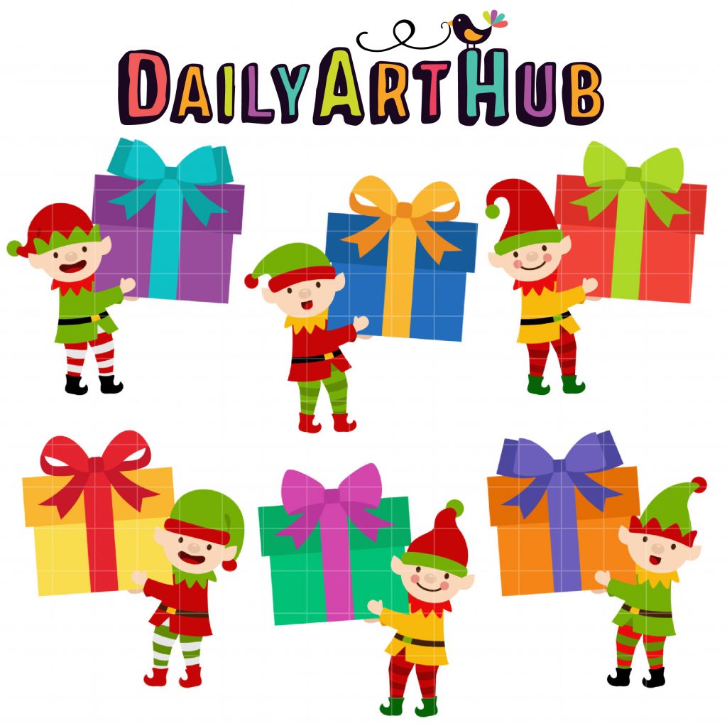 Small Elves Big Gifts Clip Art Set Daily Art Hub // Graphics