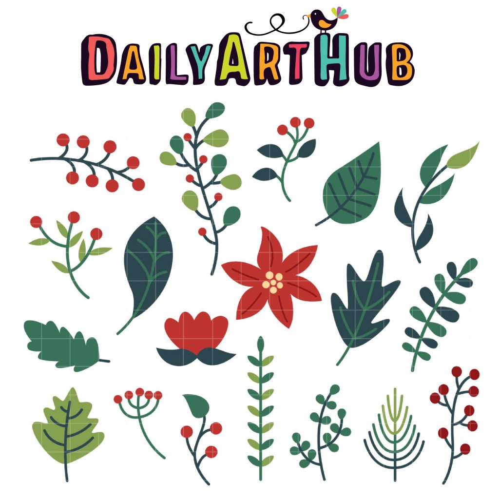 Winter Foliage Clip Art Set – Daily Art Hub // Graphics, Alphabets & SVG