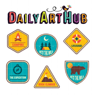 Camping Stamp Clip Art Set