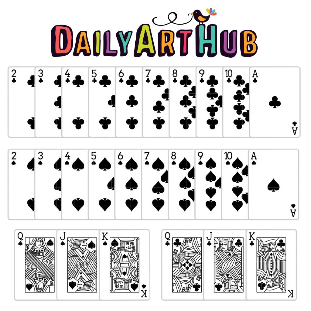 Playing Cards Spades and Clubs Clip Art Set Daily Art Hub // Graphics