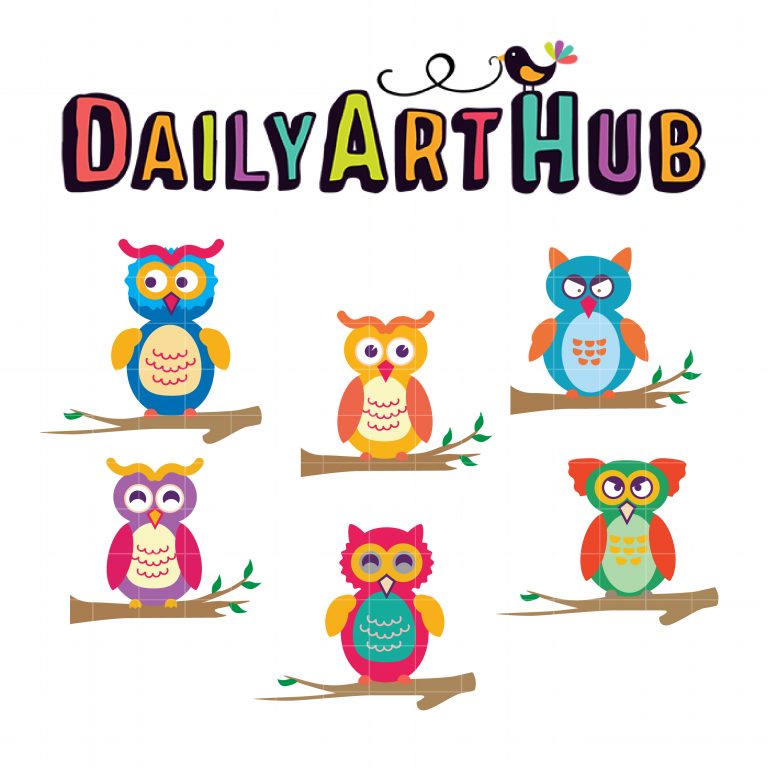 Colorful Owls Clip Art Set – Daily Art Hub // Graphics, Alphabets & SVG