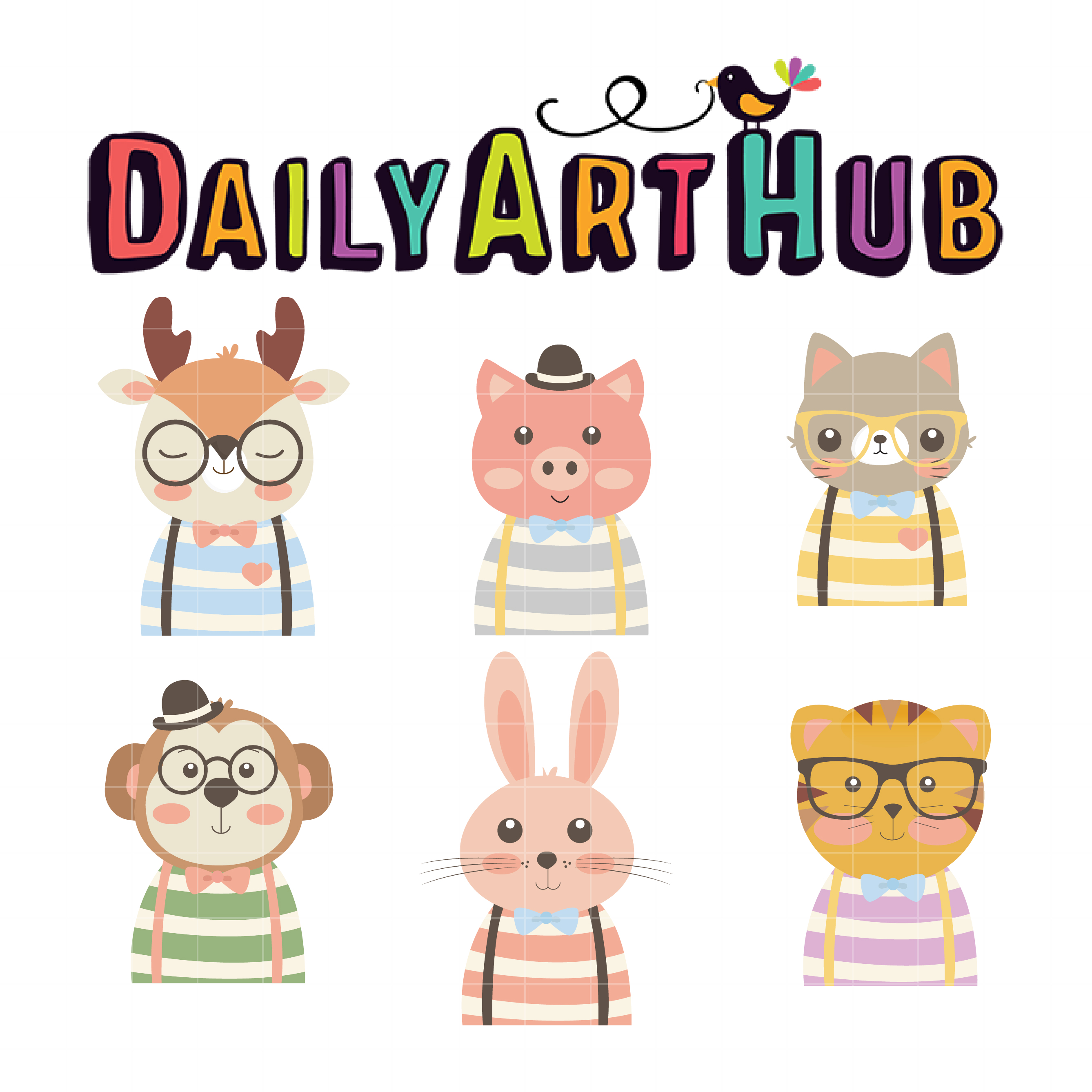 Download Cute Hipster Animals Clip Art Set Daily Art Hub Free Clip Art Everyday 3D SVG Files Ideas | SVG, Paper Crafts, SVG File