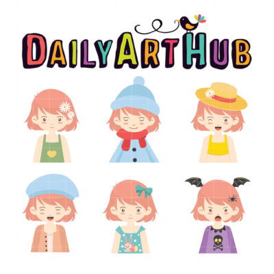 Kawaii School Girls Clip Art Set – Daily Art Hub // Graphics