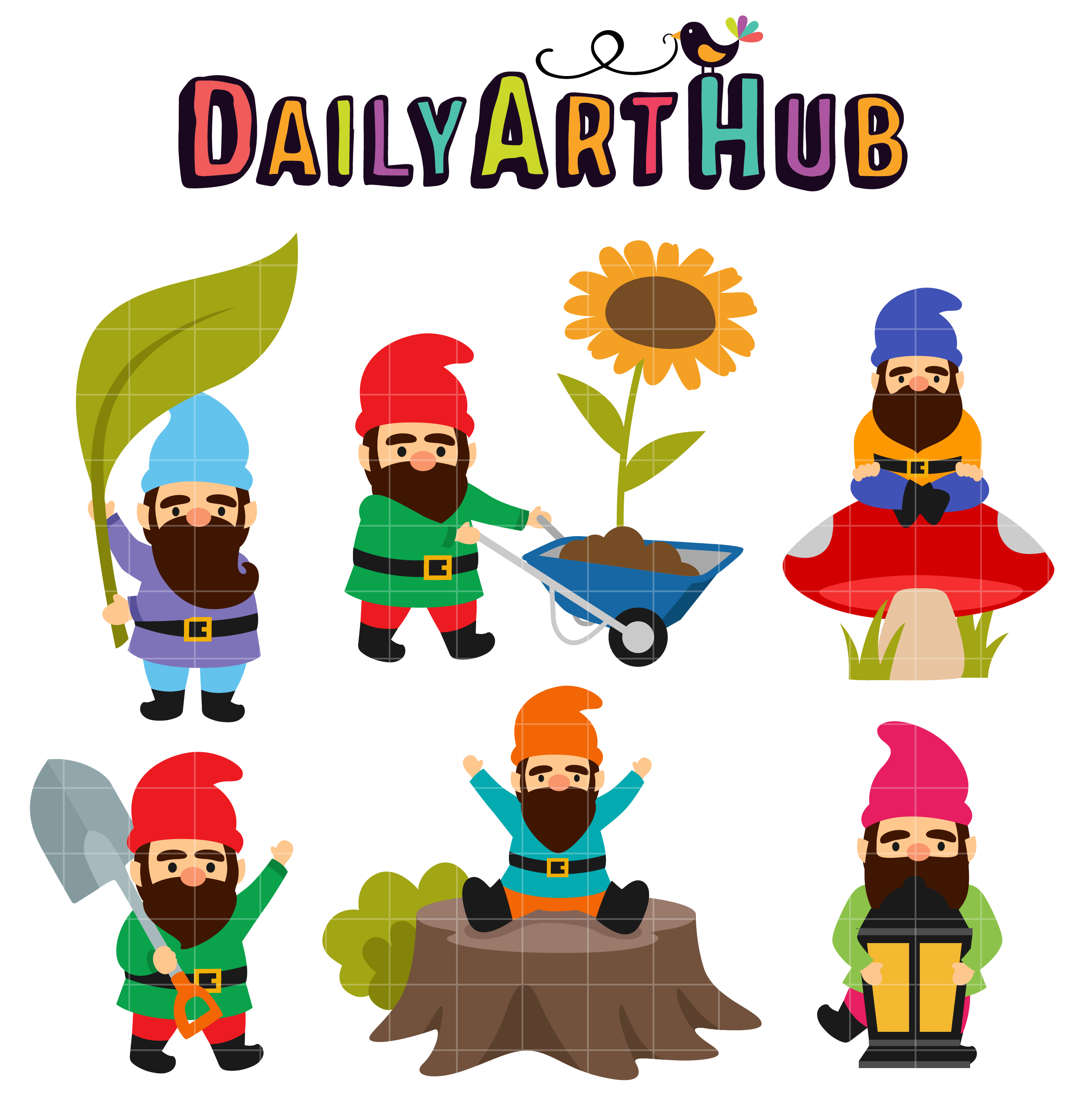 How To Draw Stick Figure People That Look Like Garden Gnomes Clipart