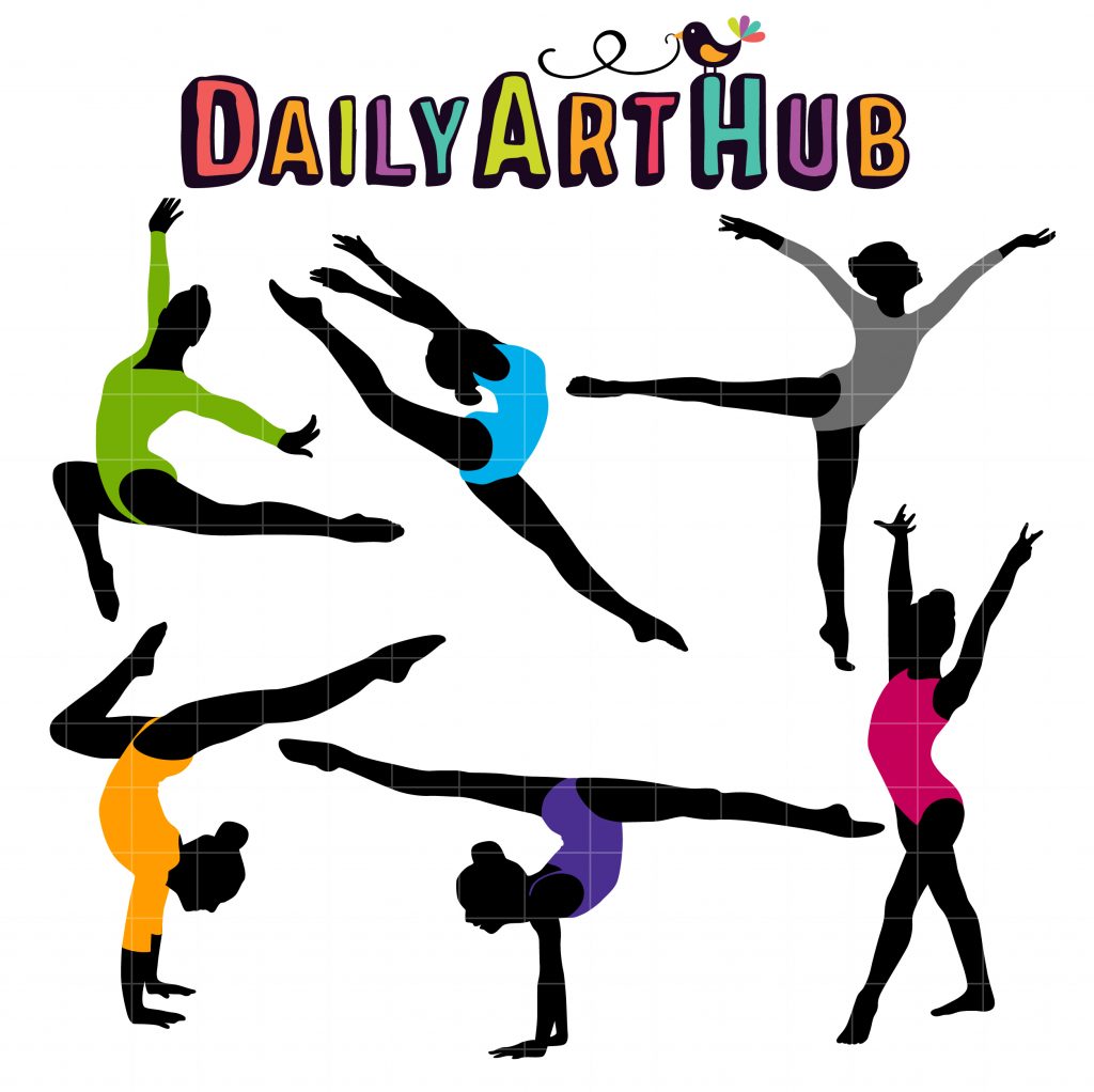 Gymnast Silhouettes Clip Art Set Daily Art Hub // Graphics, Alphabets