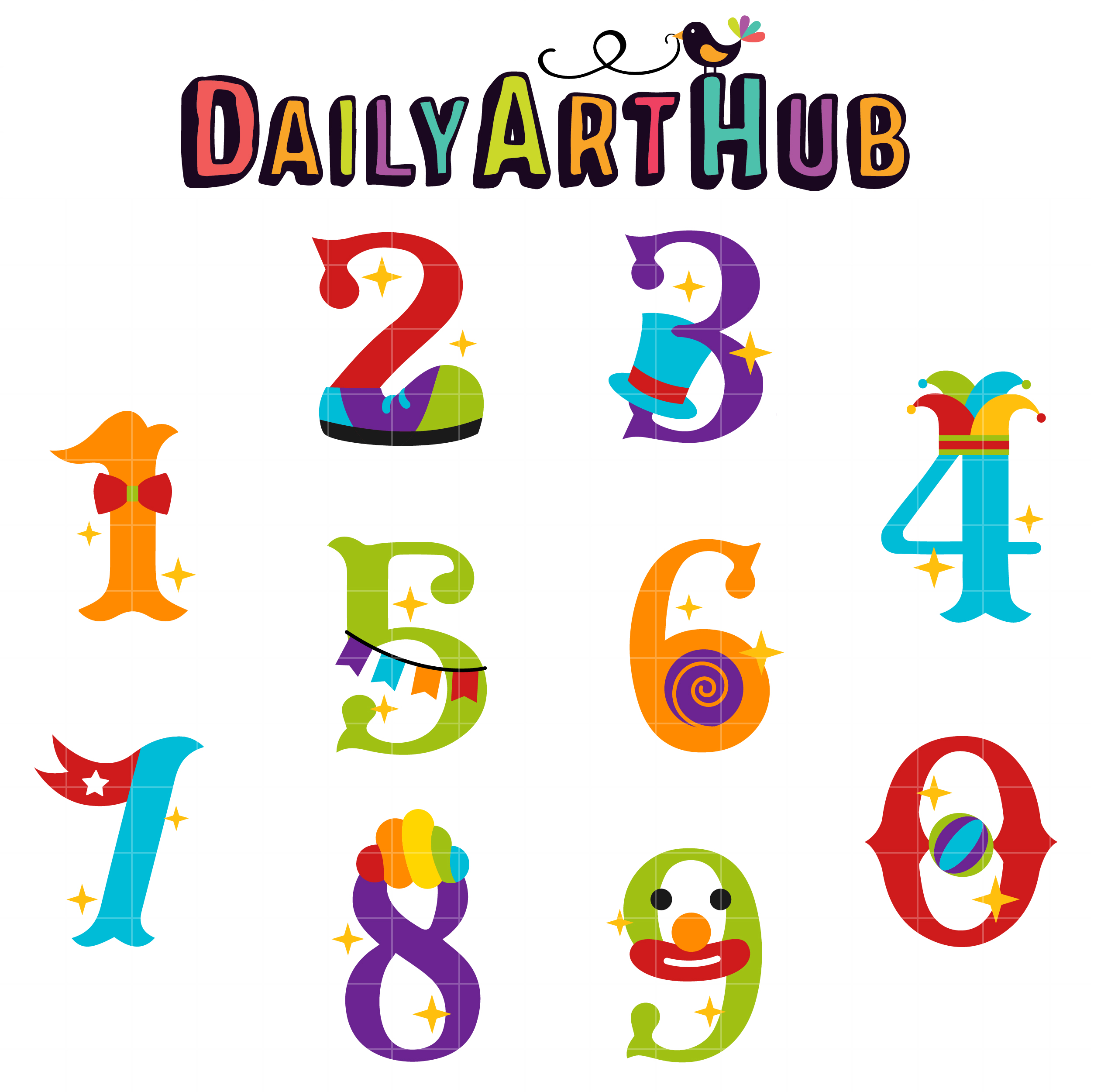 Circus Carnival Numbers Clip Art Set Daily Art Hub Free Clip Art