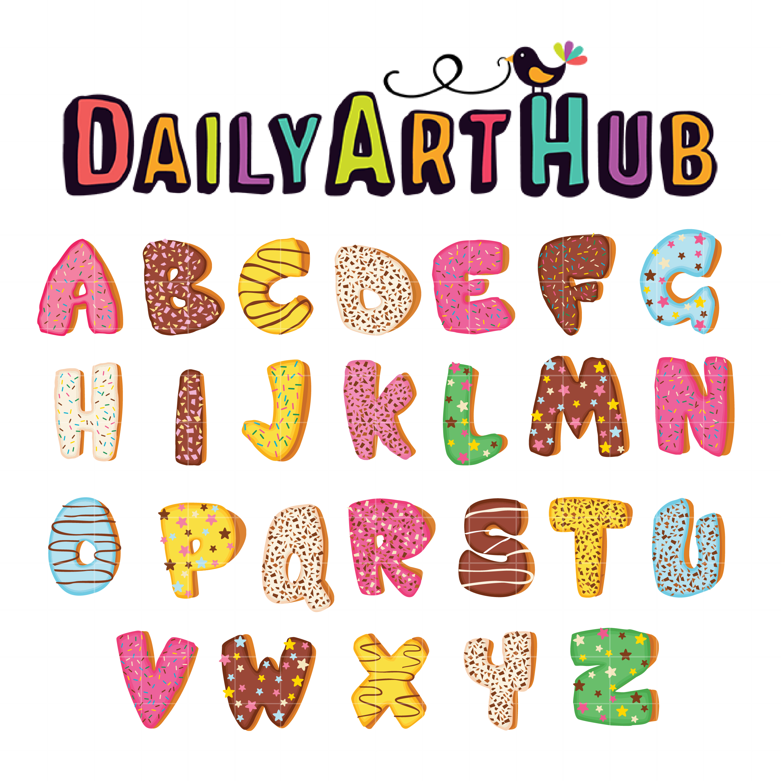 Download Clip Art Art Collectibles Donut Alphabet 2 Clipart Bundle A To Z Clip Art Cute Printable Instant Download