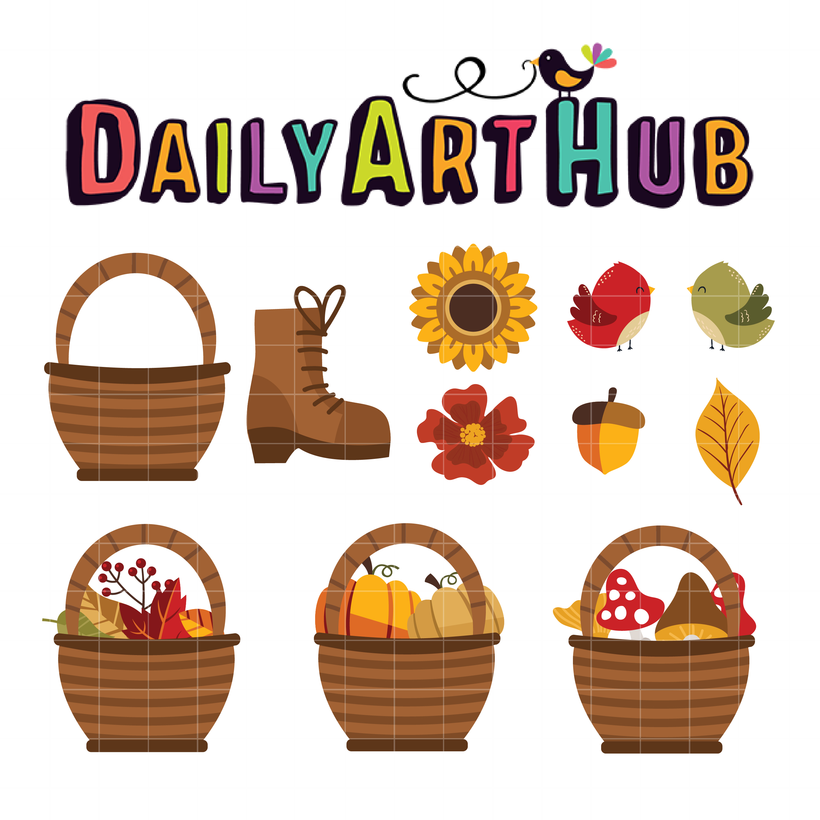 Autumn Baskets Clip Art Set – Daily Art Hub – Free Clip Art Everyday