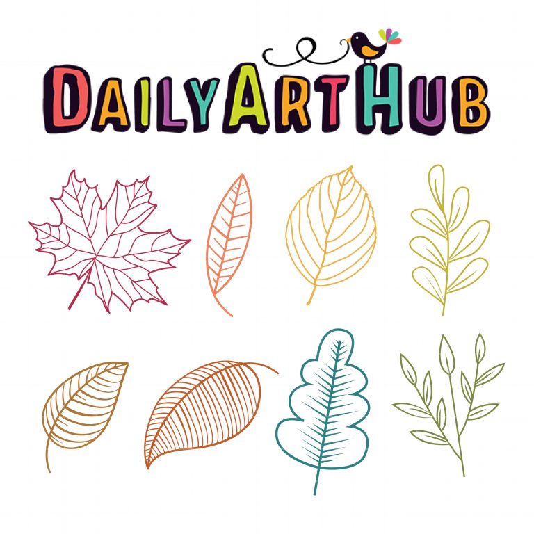 Outline Autumn Leaves Clip Art Set – Daily Art Hub // Graphics ...