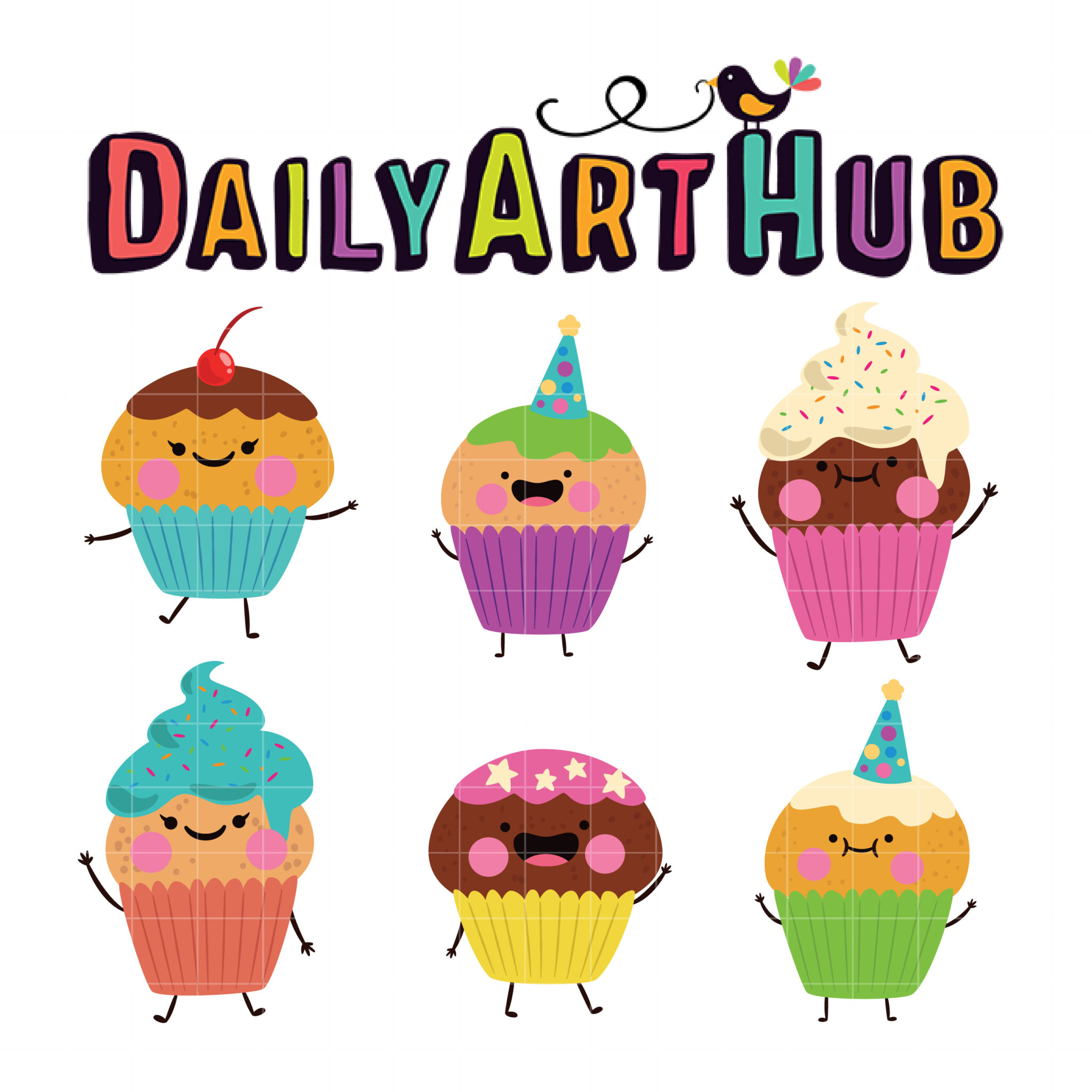 Cute Birthday Cupcakes Clip Art Set – Daily Art Hub // Graphics, Alphabets & SVG