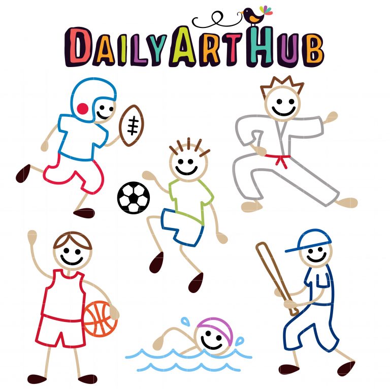 Sporty Stick Figure Clip Art Set Daily Art Hub // Graphics, Alphabets