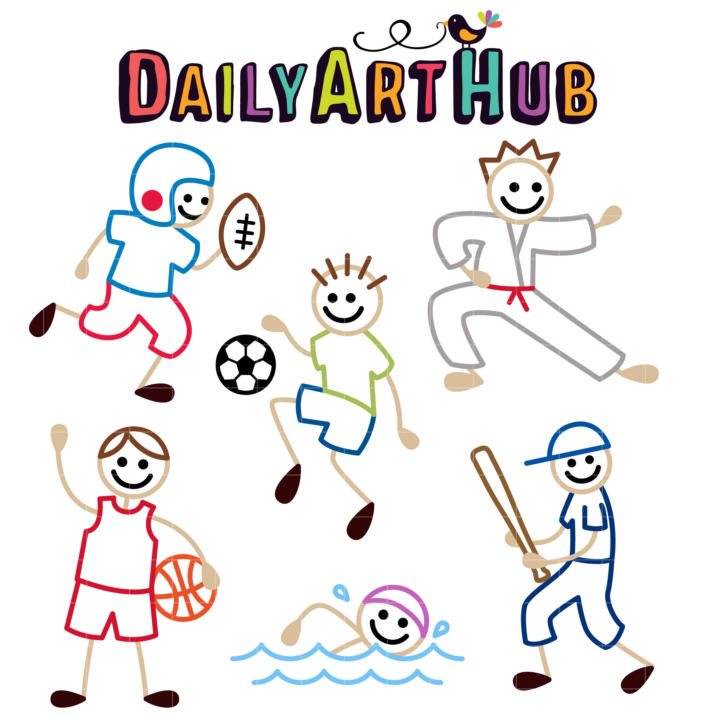 Sporty Stick Figure Clip Art Set Daily Art Hub Free Clip Art Everyday