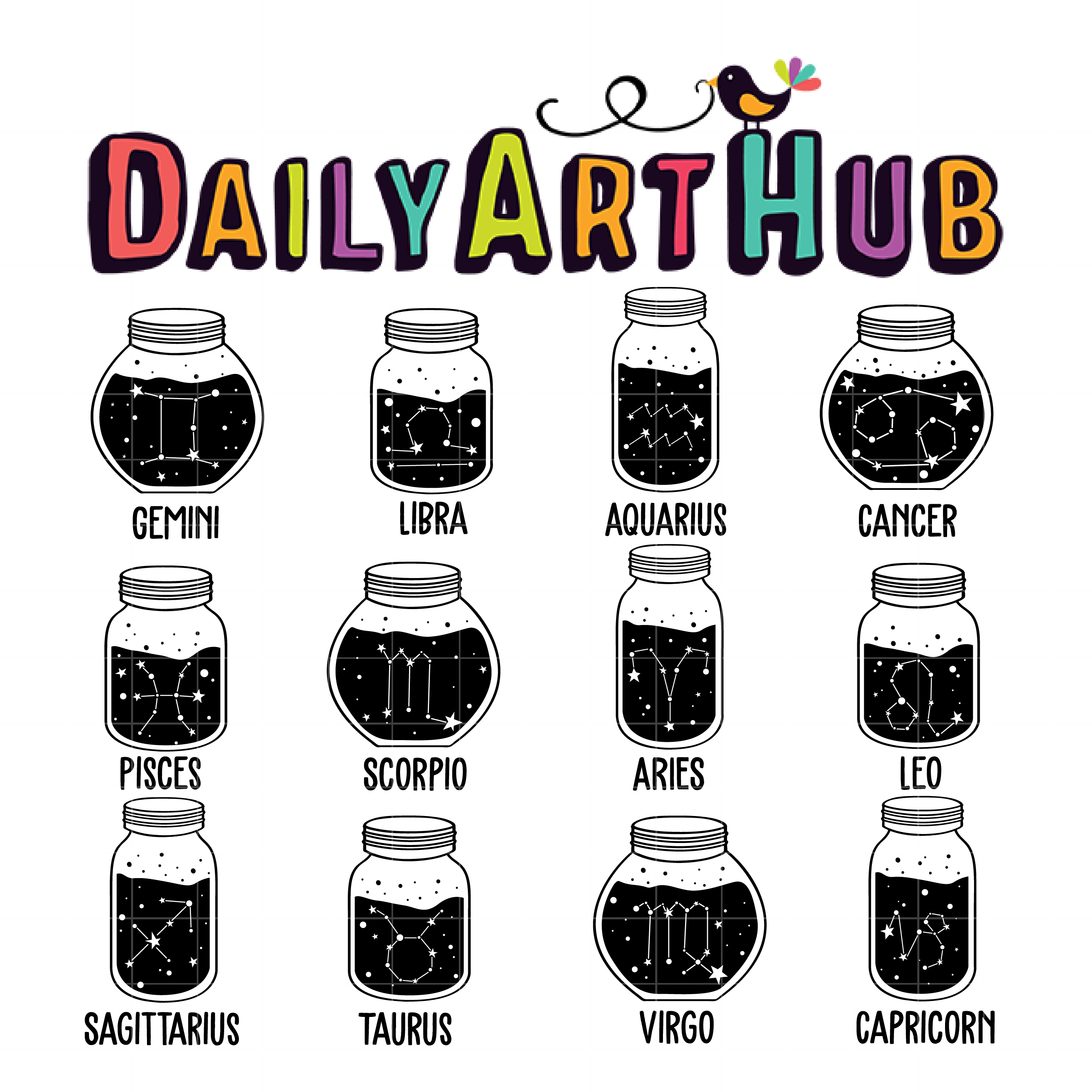 Zodiac Signs Bottle Clip Art Set – Daily Art Hub – Free Clip Art Everyday