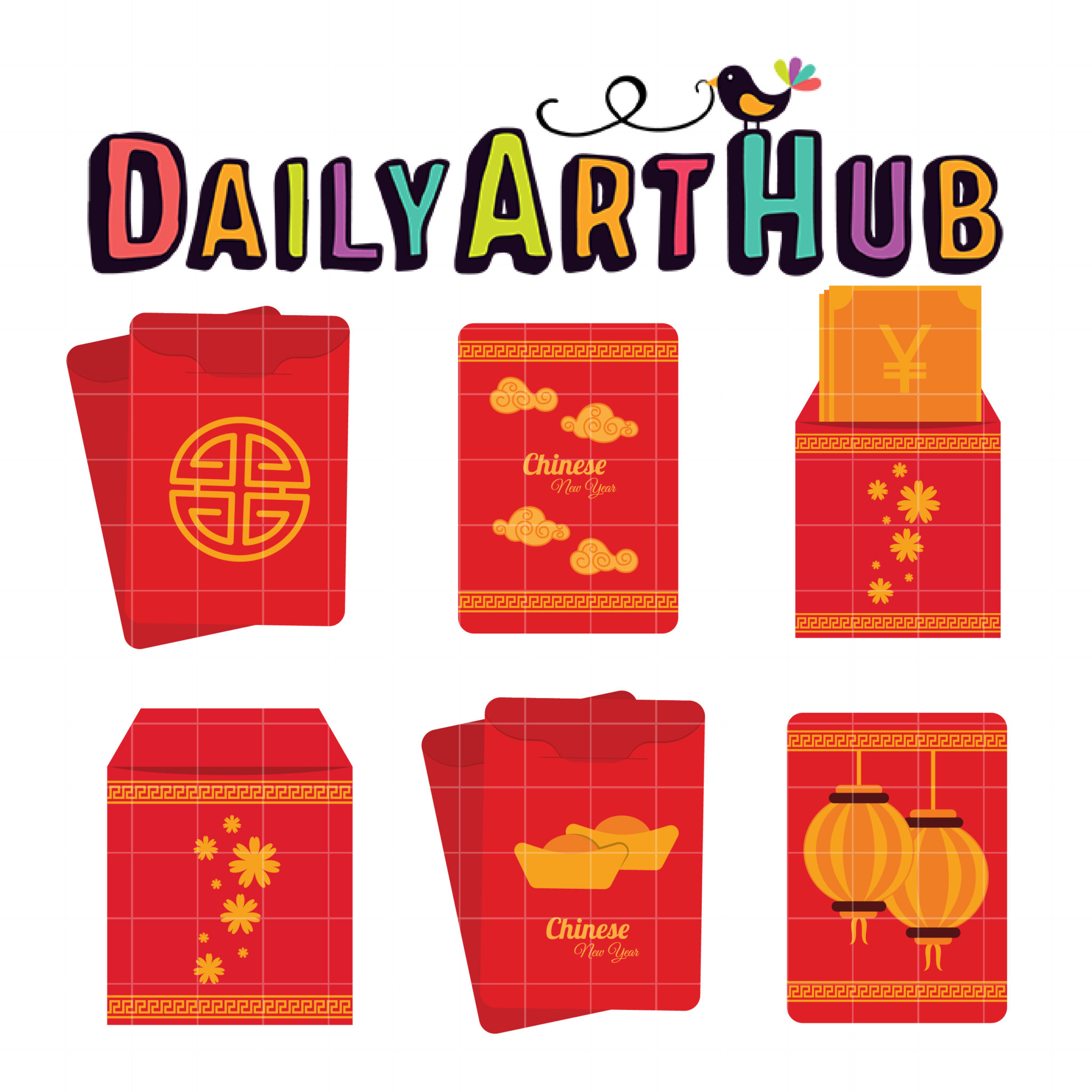 Chinese Red Packet Clip Art Set – Daily Art Hub // Graphics, Alphabets & SVG