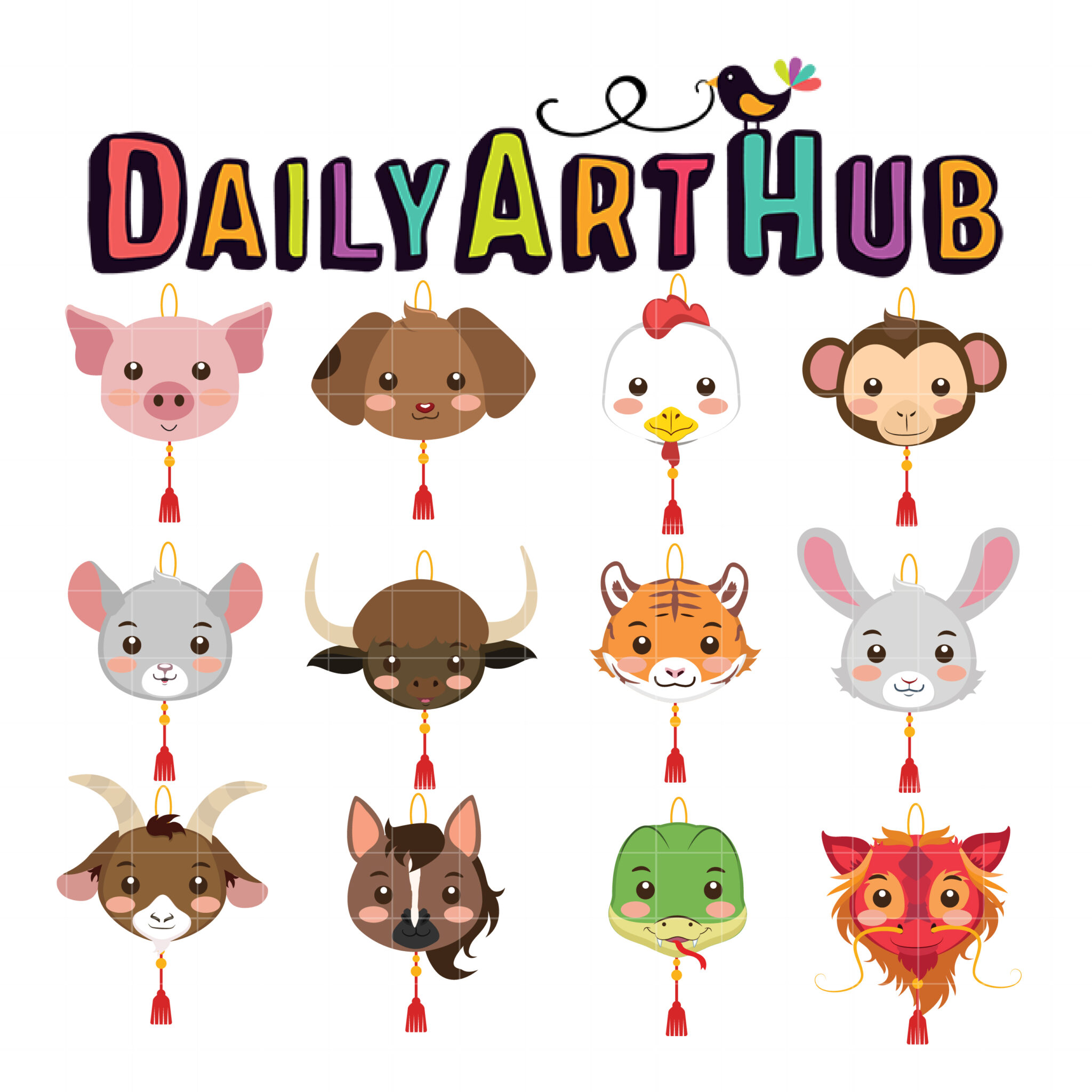 Chinese Zodiac Animals Lantern Clip Art Set – Daily Art Hub // Graphics,  Alphabets & SVG