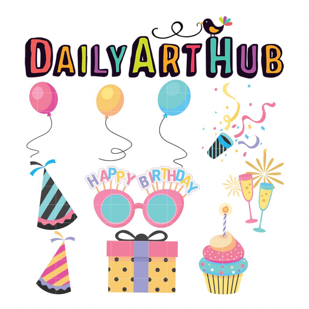 Happy Birthday Decoration Clip Art Set Daily Art Hub // Graphics