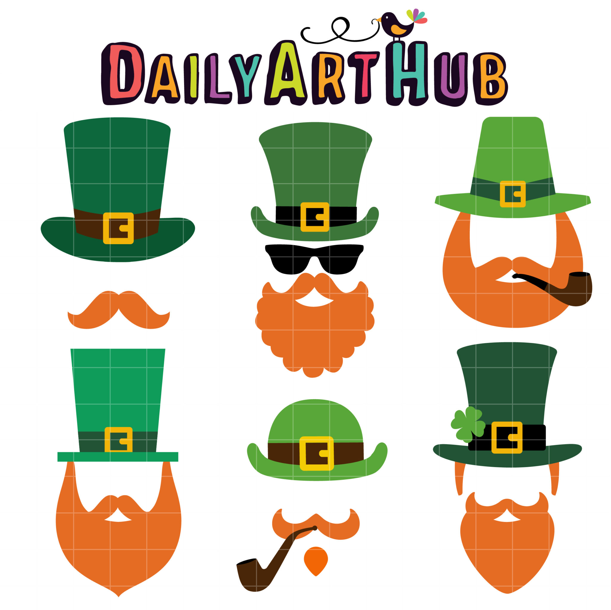 St. Patrick's Day Hat and Mustache Clip Art Set