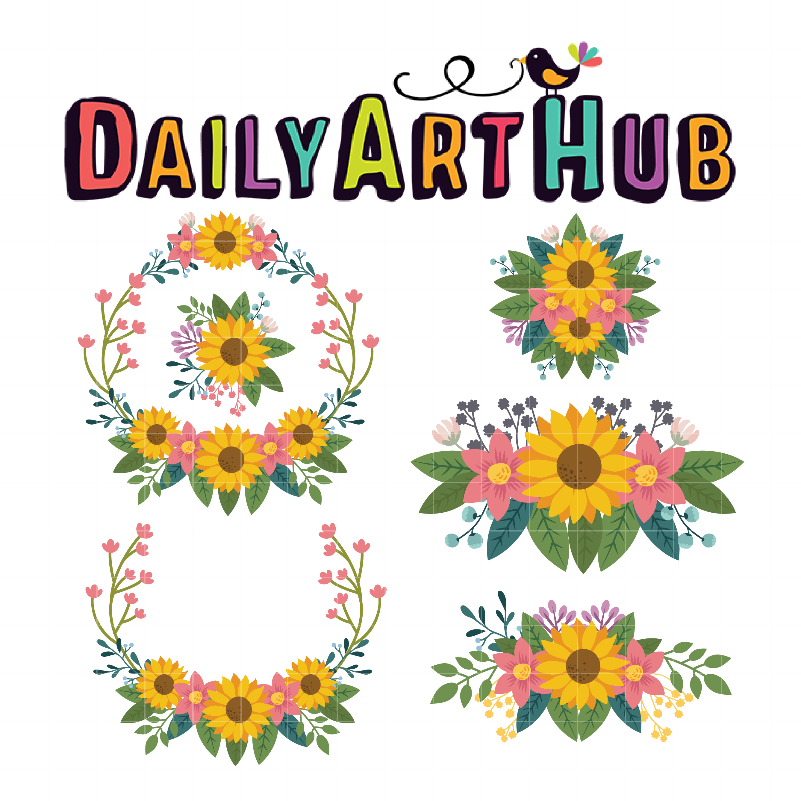 Download Sunflower Bouquet Clip Art Set - Daily Art Hub - Free Clip ...