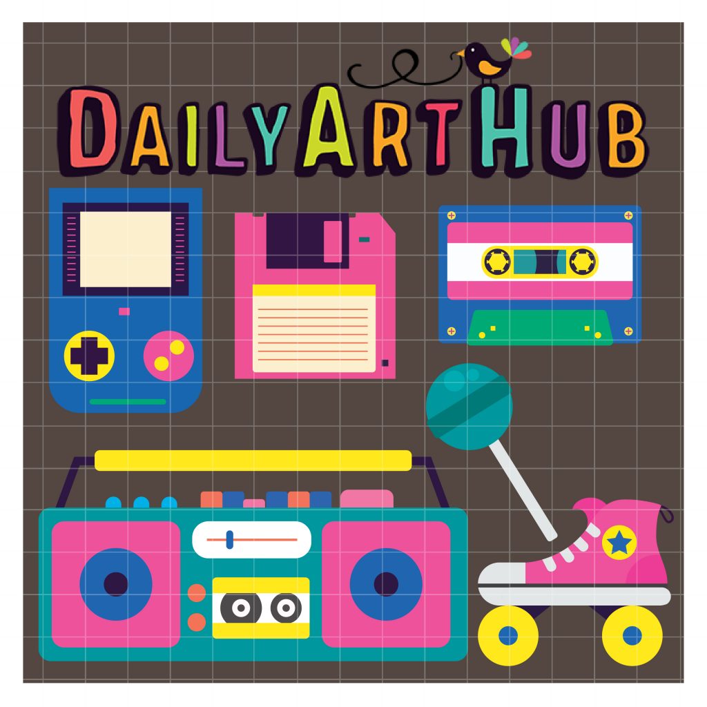 80s Retro Collection Clip Art Set – Daily Art Hub // Graphics