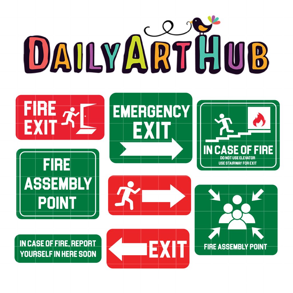 Emergency Exit Signs Clip Art Set – Daily Art Hub // Graphics