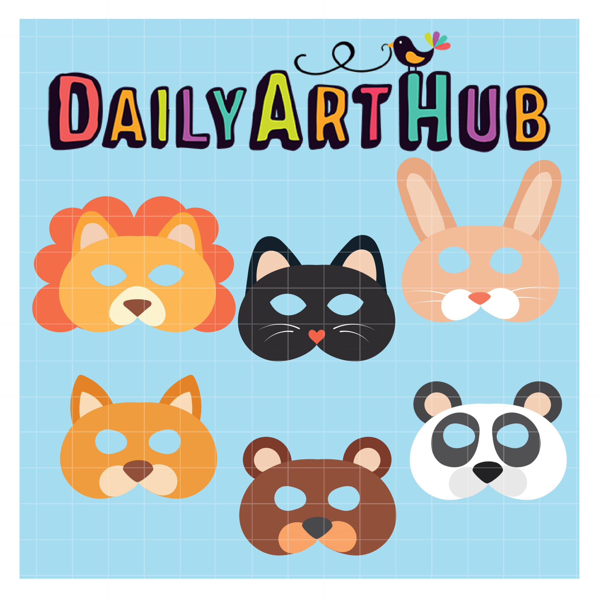 Fun Animal Masks Clip Art Set – Daily Art Hub // Graphics, Alphabets & SVG