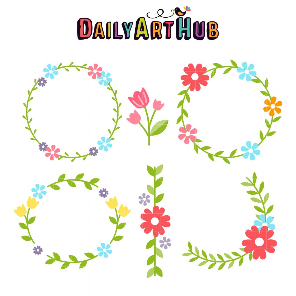 Spring Flower Wreaths Clip Art Set Daily Art Hub Free