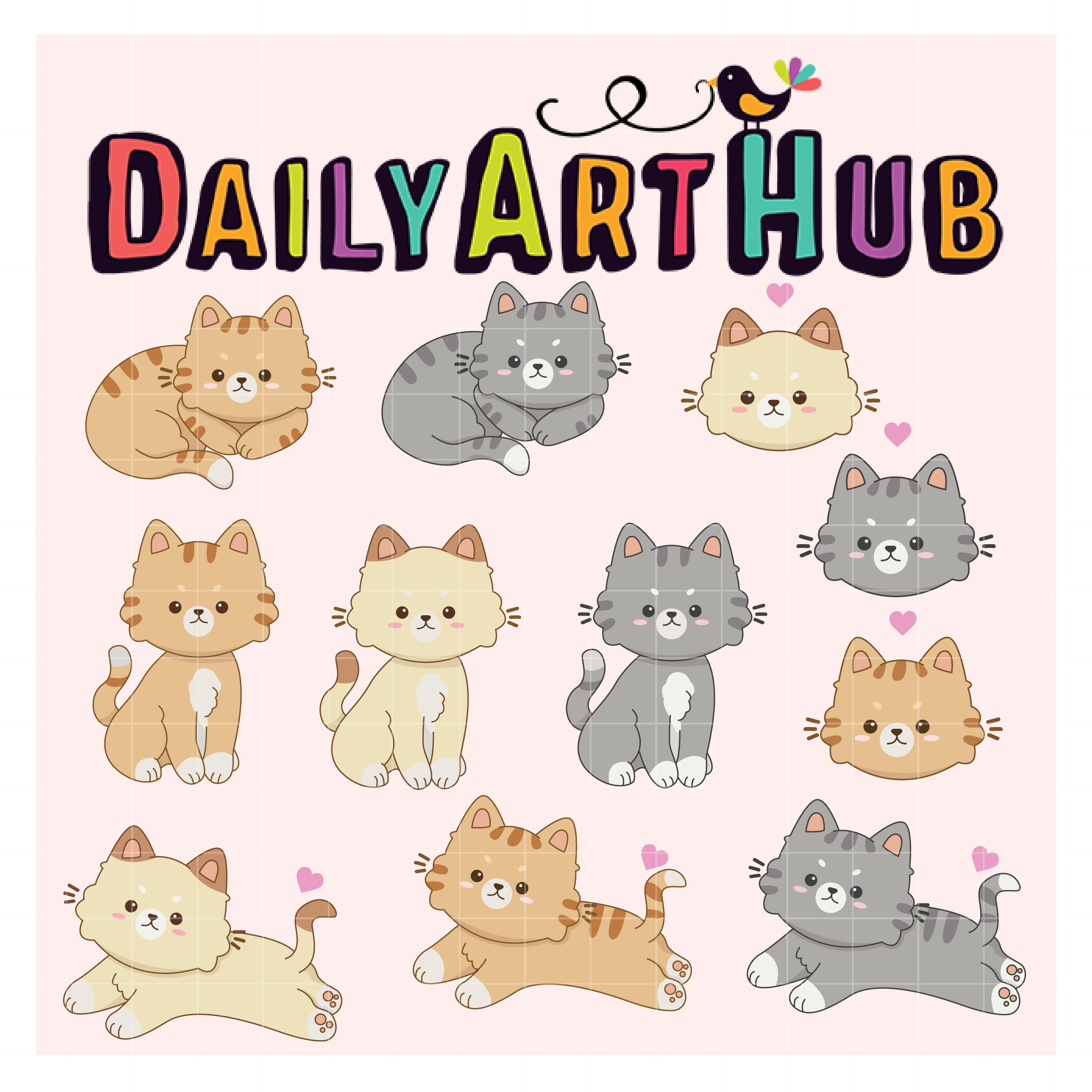 Cute Kitten Illustration Clip Art Set – Daily Art Hub – Free Clip Art Everyday