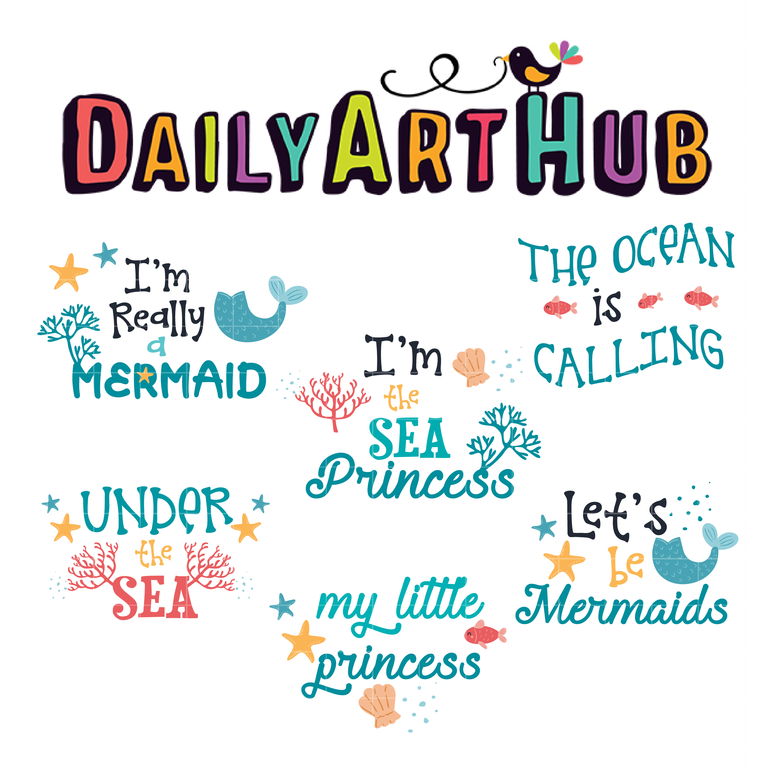 Mermaid Quotes Clip Art Set – Daily Art Hub – Free Clip Art Everyday
