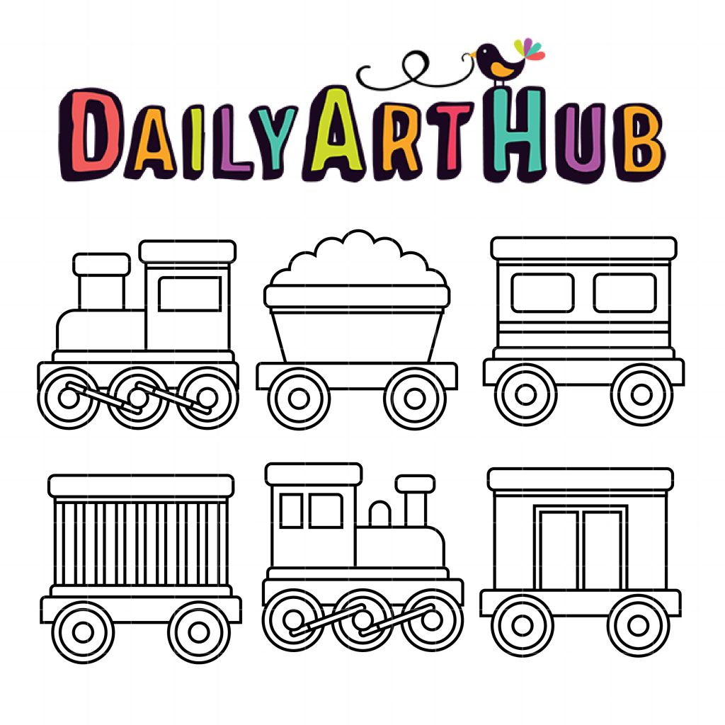 Train Outline Clip Art Set Daily Art Hub // Graphics, Alphabets & SVG