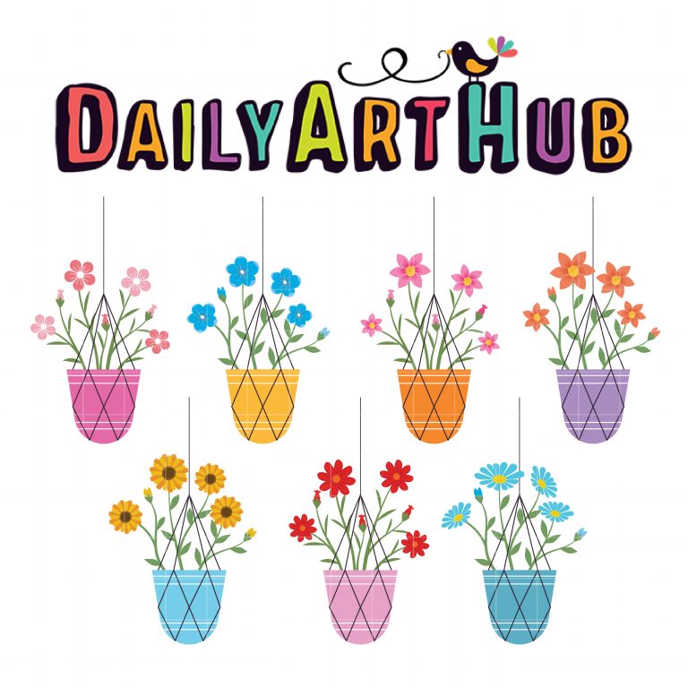 Pastel Hanging Flowers Clip Art Set Daily Art Hub // Graphics
