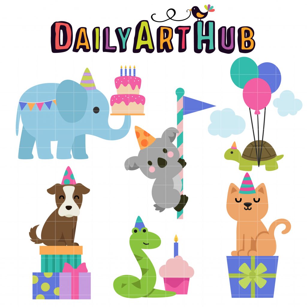 Birthday Celebration Animals Clip Art Set – Daily Art Hub // Graphics ...