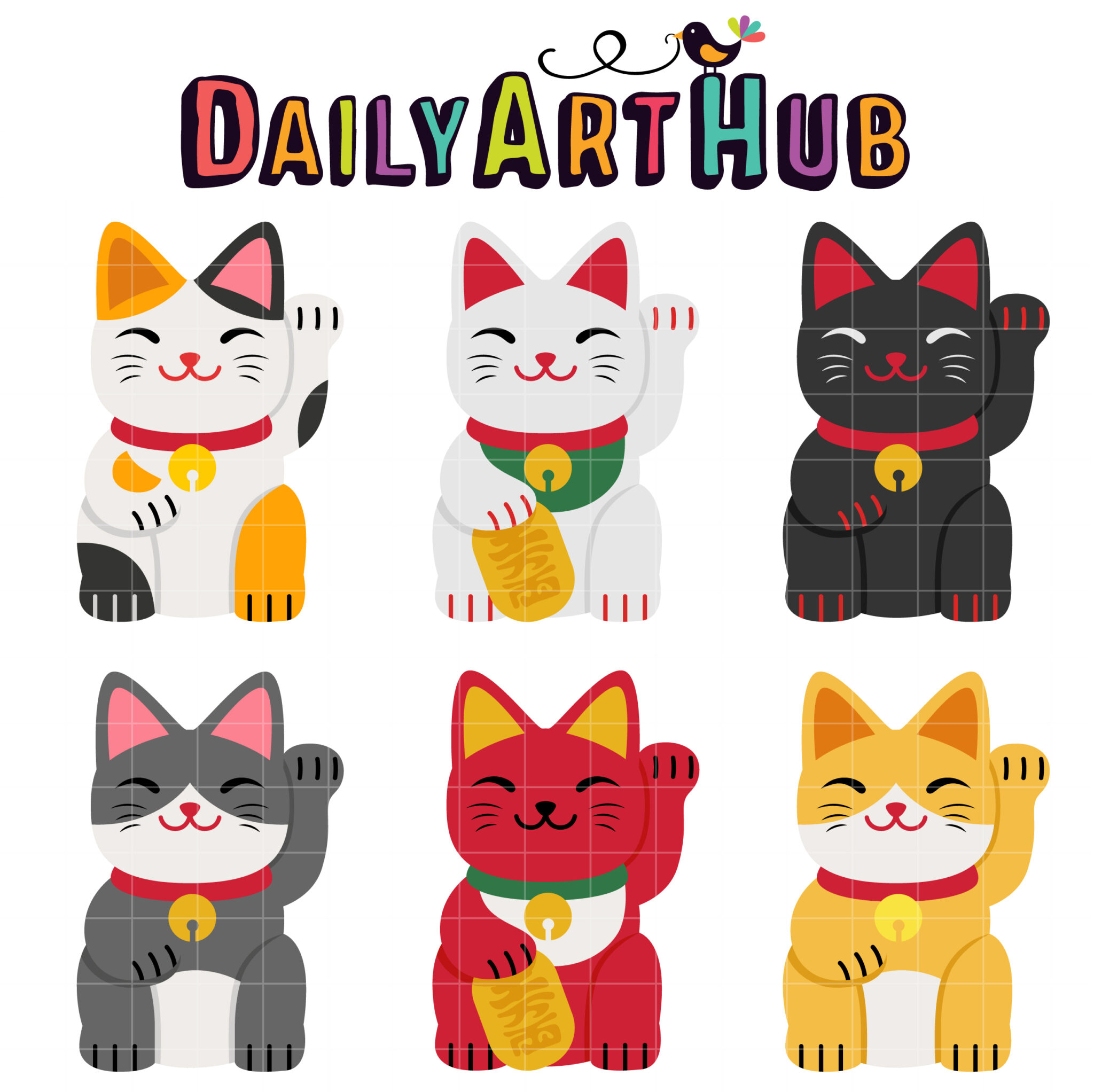 Lucky Japanese Cat Clip Art Set – Daily Art Hub // Graphics, Alphabets & SVG