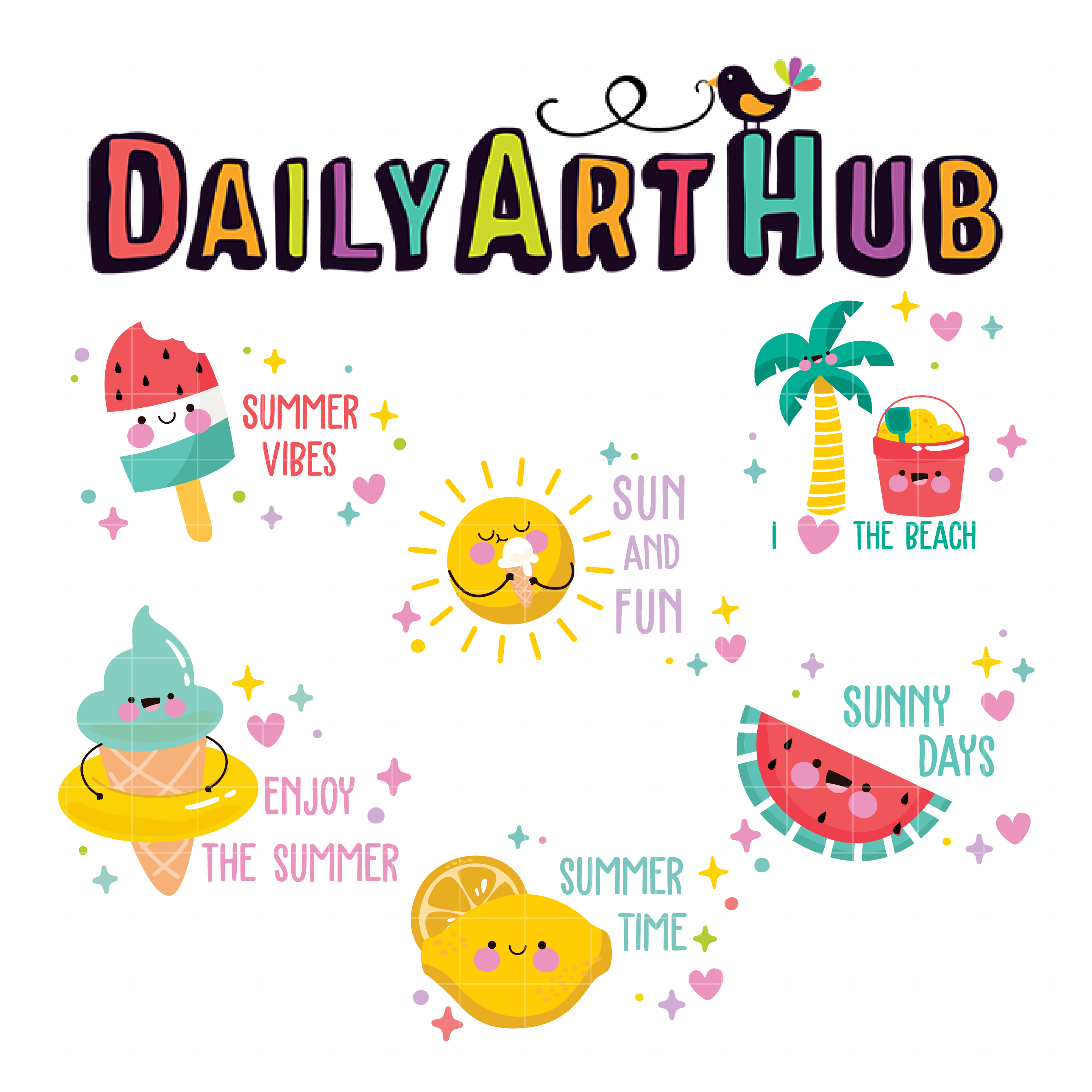 Download Summer Time Vibes Clip Art Set Daily Art Hub Free Clip Art Everyday