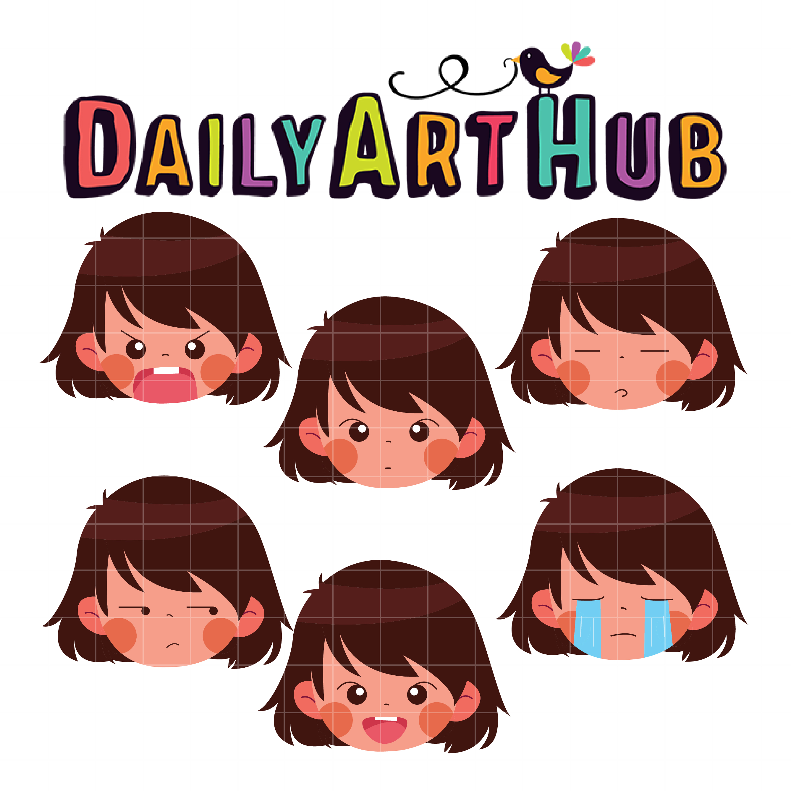 Cute Girl Expression Clip Art Set Daily Art Hub Free Clip Art Everyday