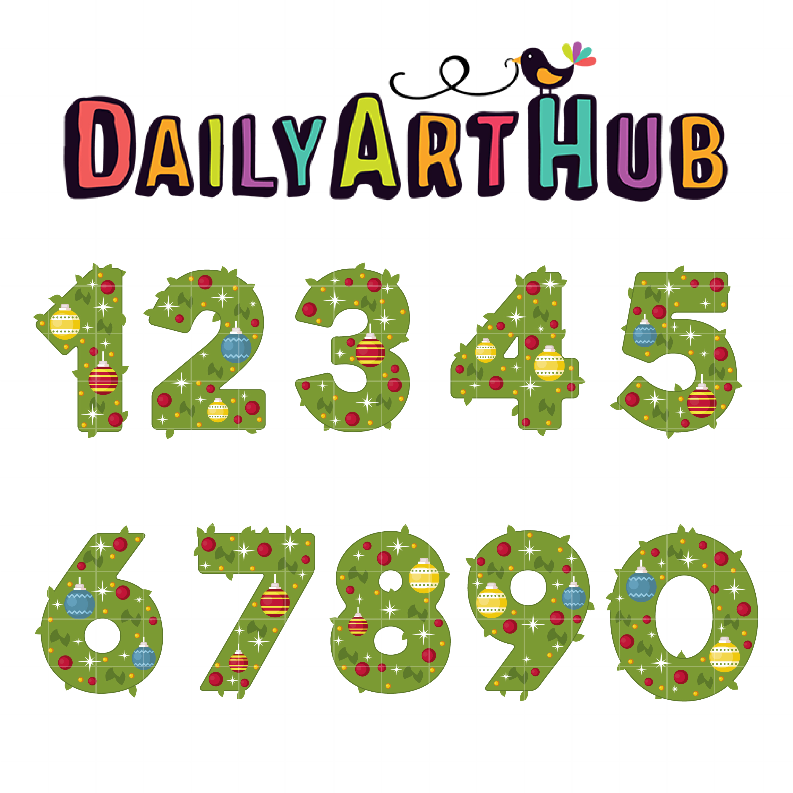 Christmas Wreath Numbers Clip Art Set – Daily Art Hub – Free Clip Art