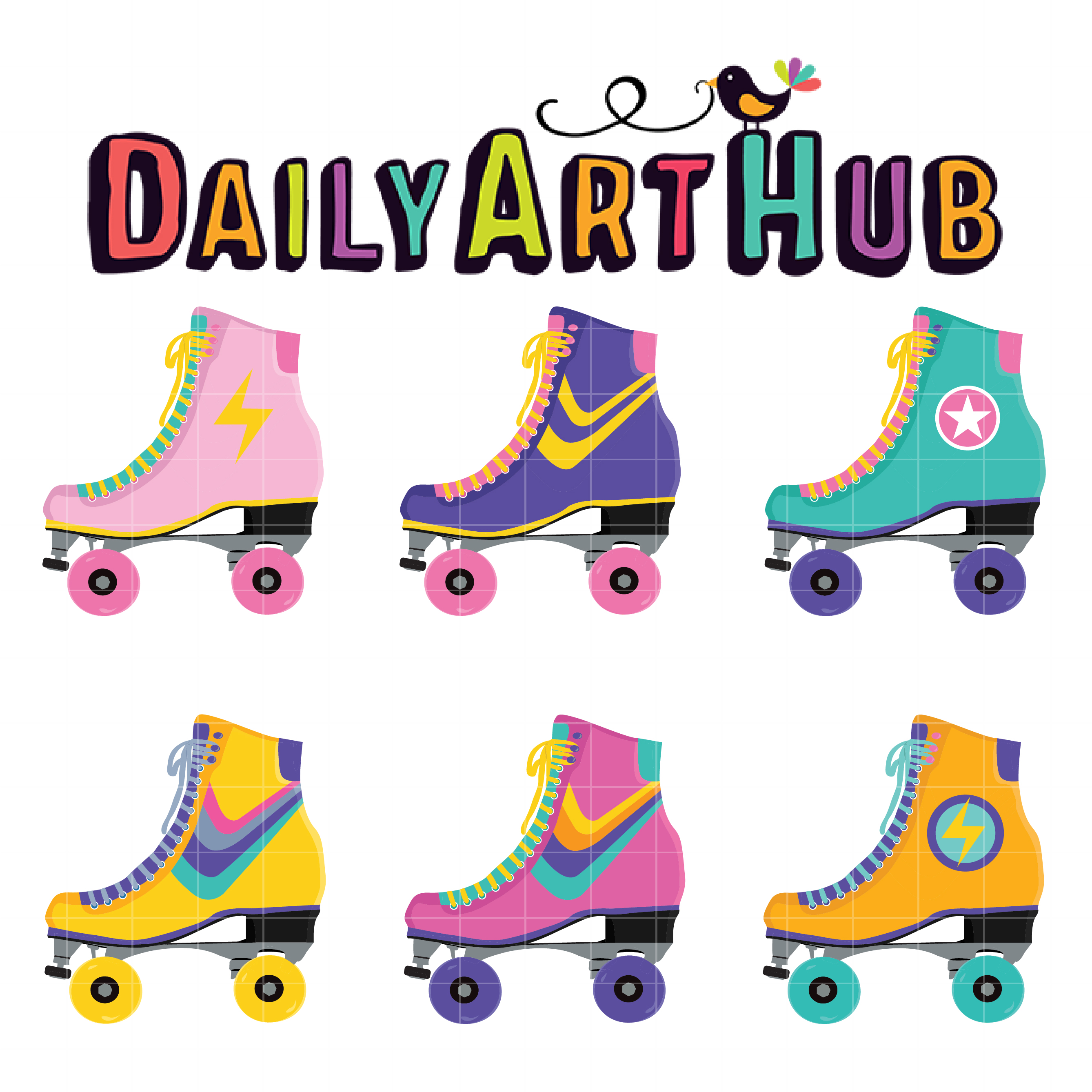 80s Roller Skates Clip Art Set – Daily Art Hub – Free Clip Art Everyday