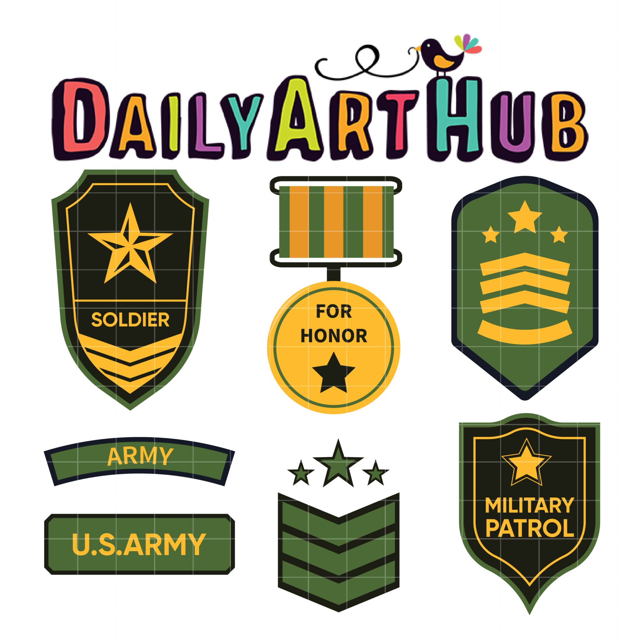 Army Soldier Badge Clip Art Set – Daily Art Hub // Graphics
