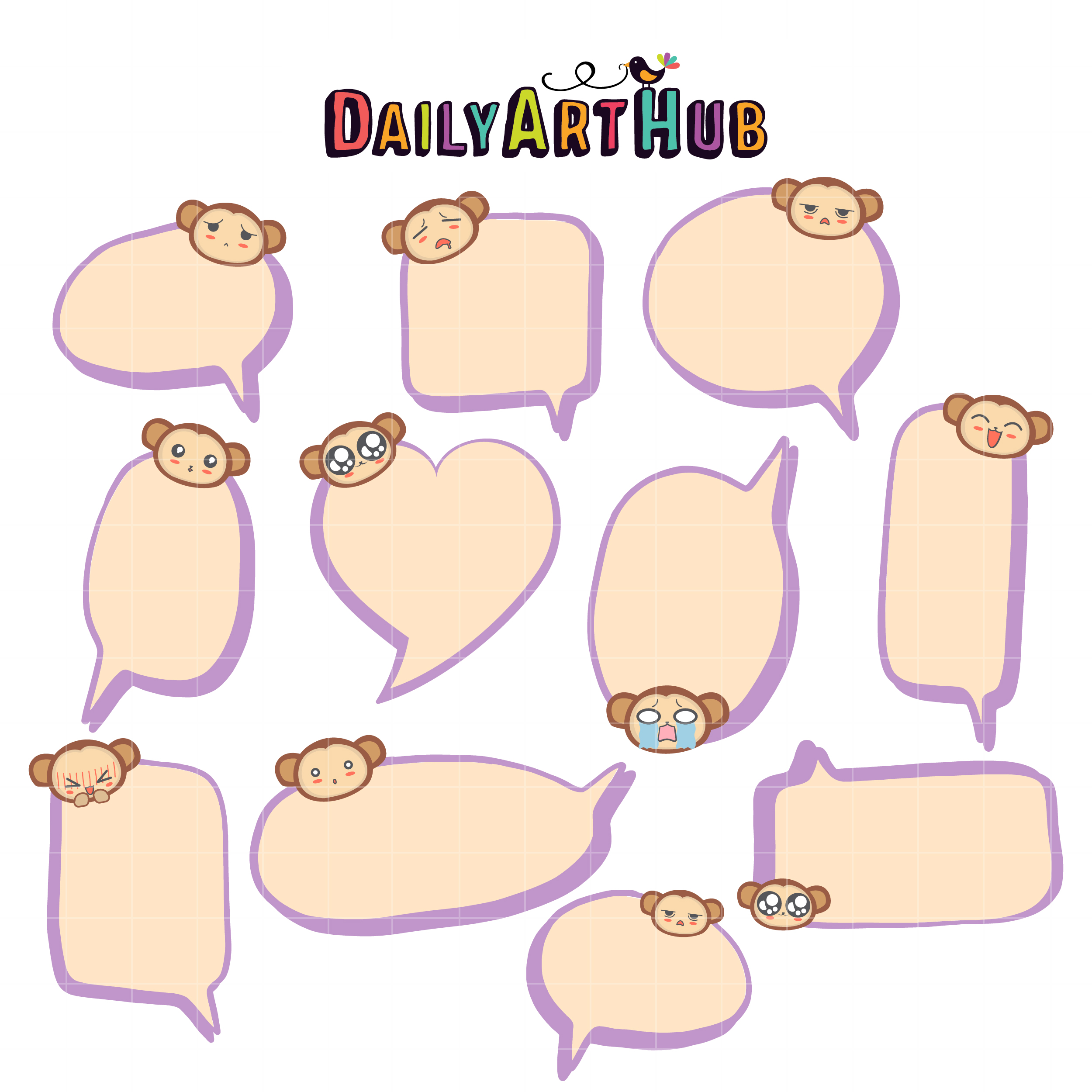 Cute Monkey Bubbles Clip Art Set Daily Art Hub Free Clip Art Everyday