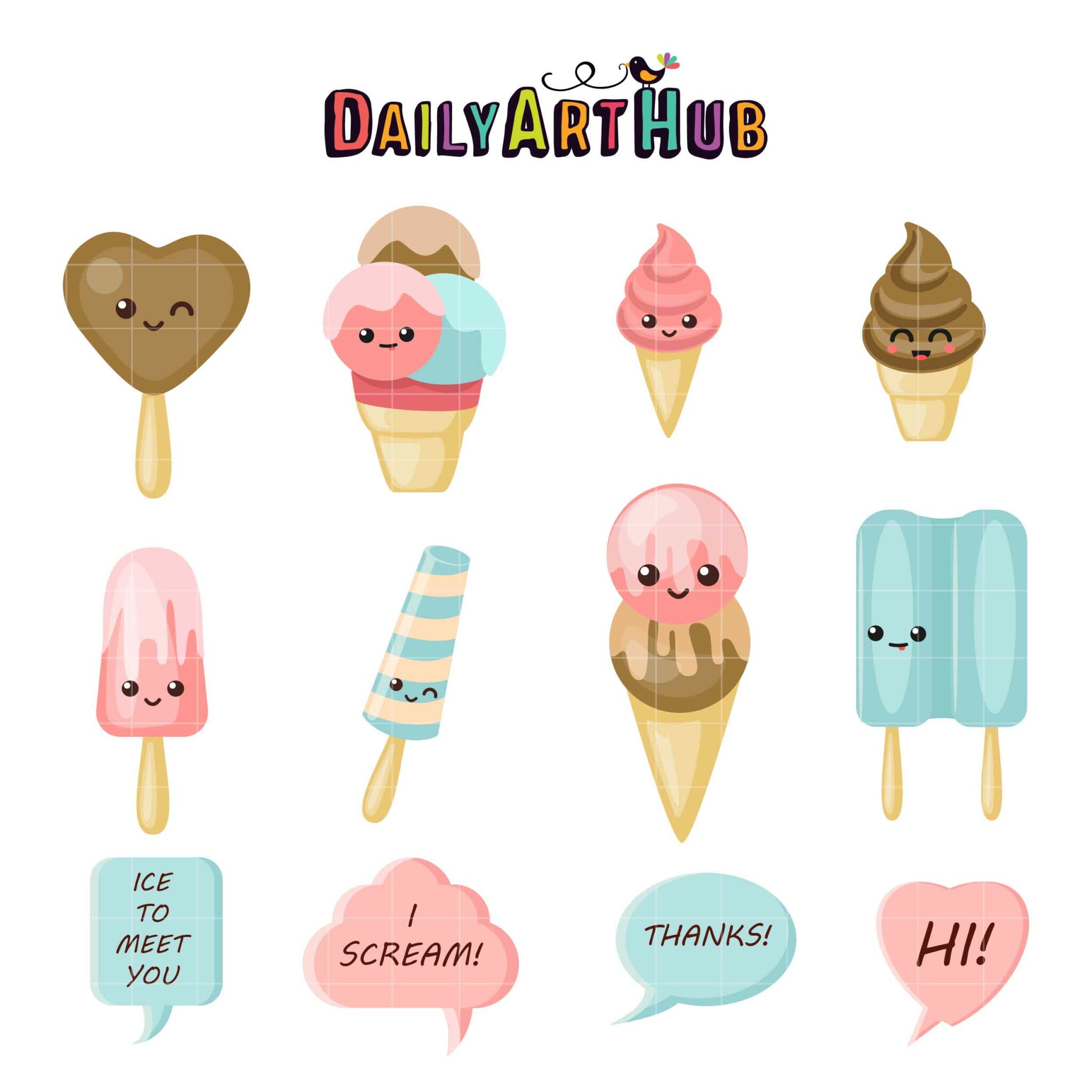 Yummy Ice Cream Clipart Set / Instant Download 14002 