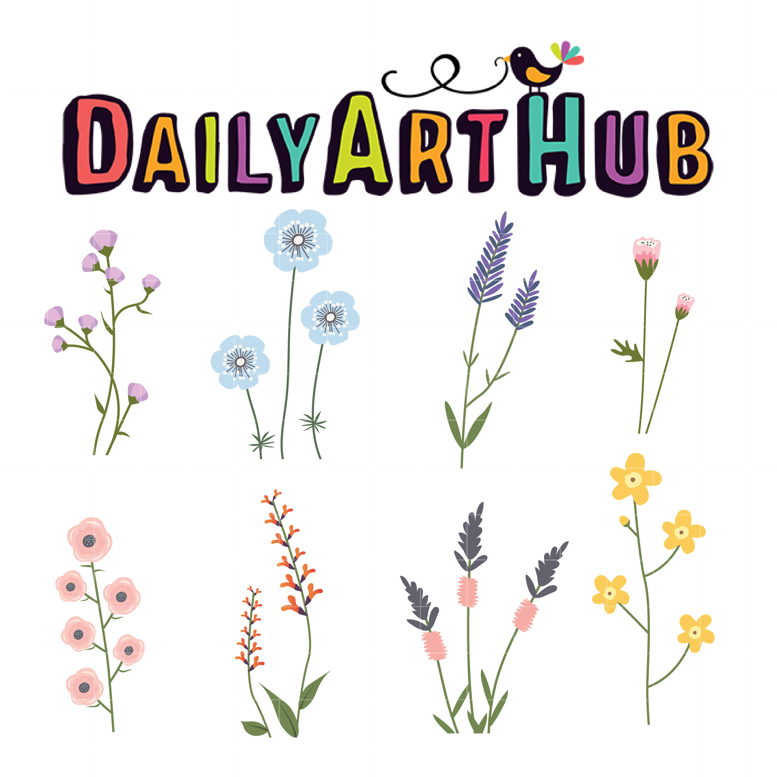 Delicate Wild Flowers Clip Art Set Daily Art Hub Free Clip Art Everyday