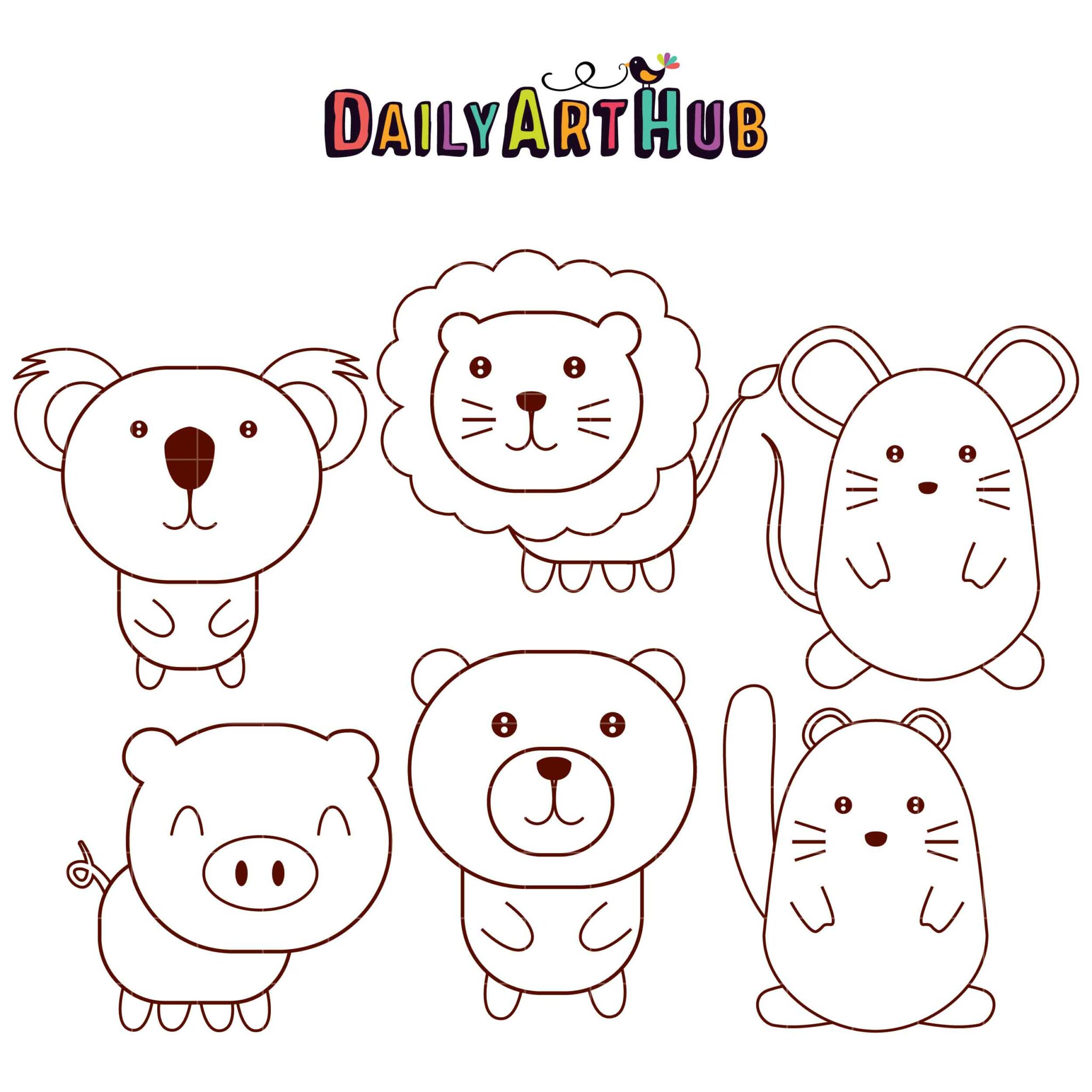 Cute Animal Sketches Clip Art Set – Daily Art Hub // Graphics, Alphabets &  SVG