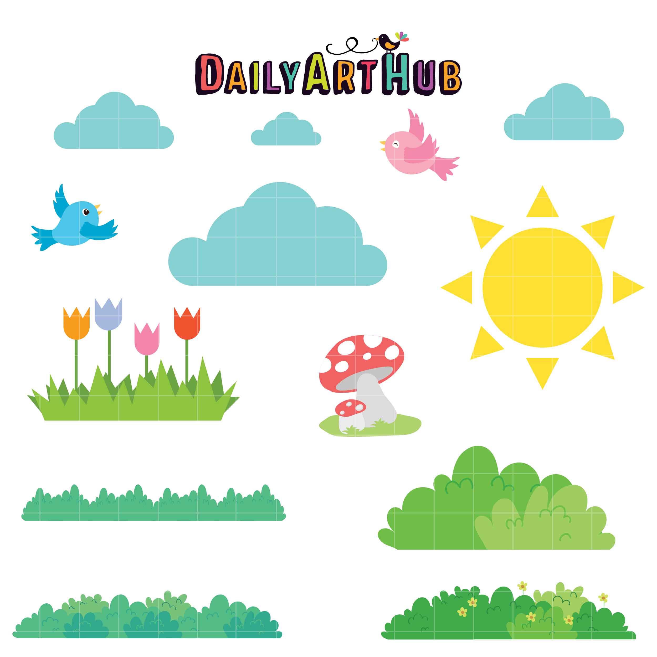 Cute Nature Elements Clip Art Set – Daily Art Hub – Free Clip Art Everyday