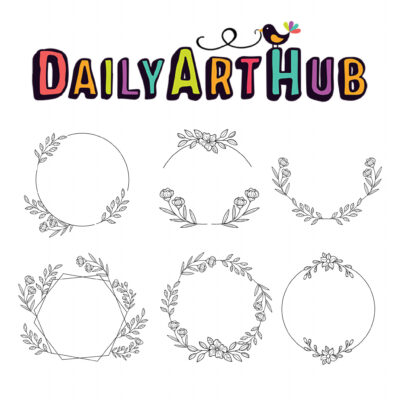 Crystal Flowers Outline Message Clip Art Set – Daily Art Hub