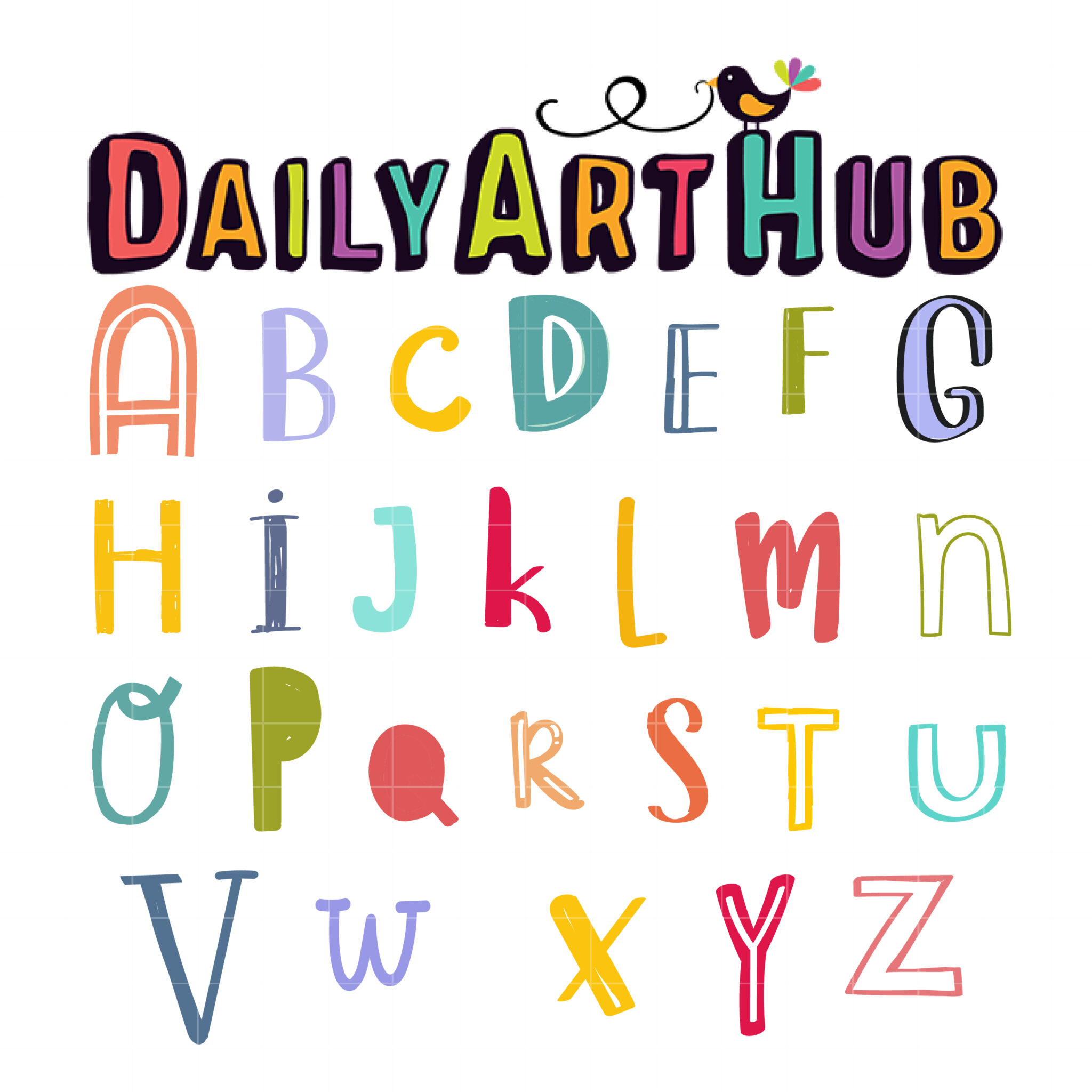 Doodle Cartoon Alphabet Clip Art Set Daily Art Hub Graphics