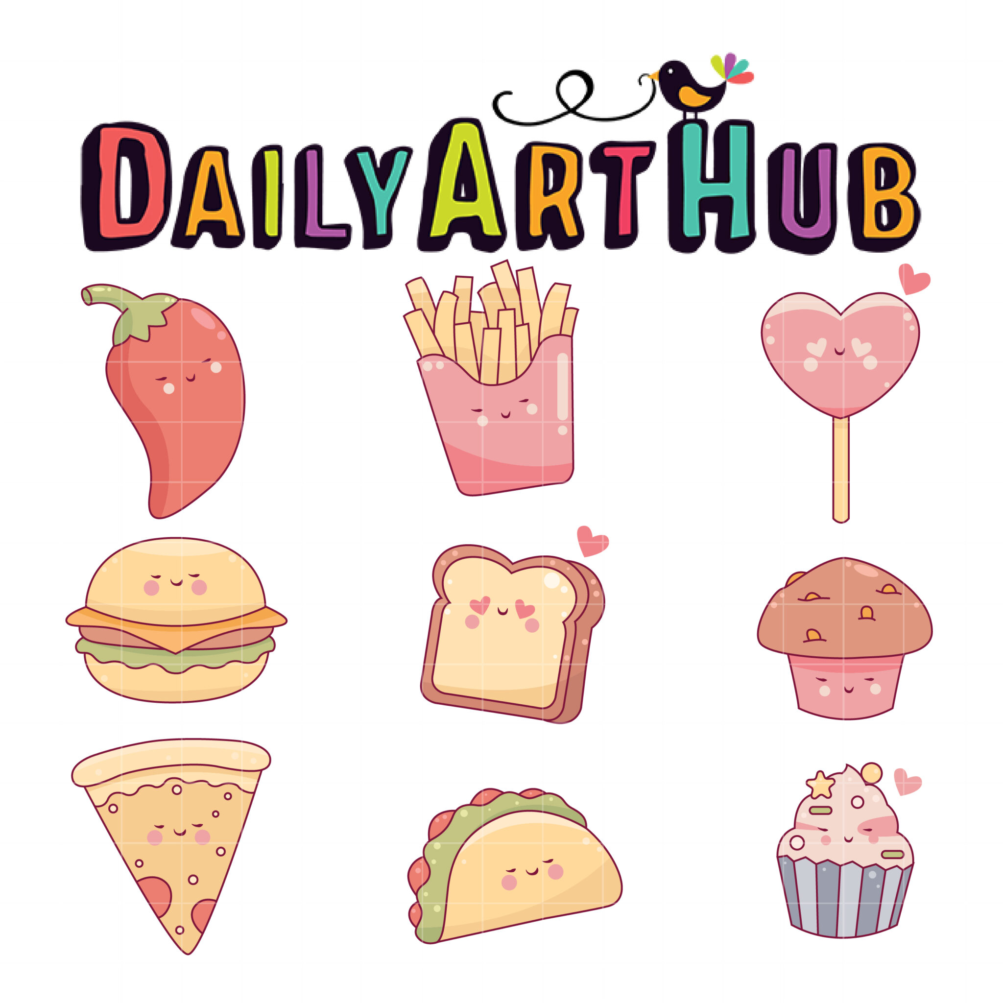 Kawaii Snack Faces Clip Art Set – Daily Art Hub // Graphics, Alphabets & SVG