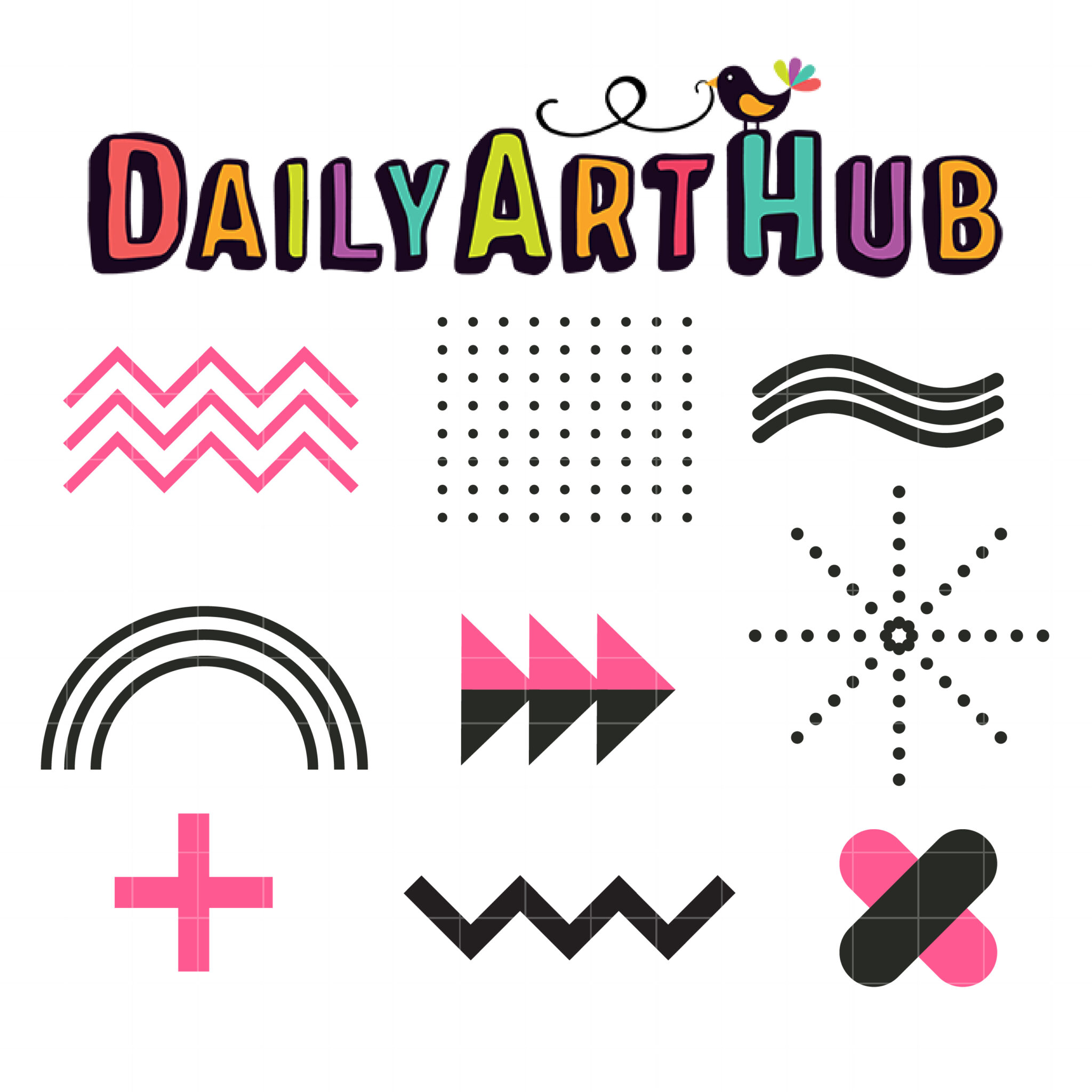 Memphis Elements Clip Art Set