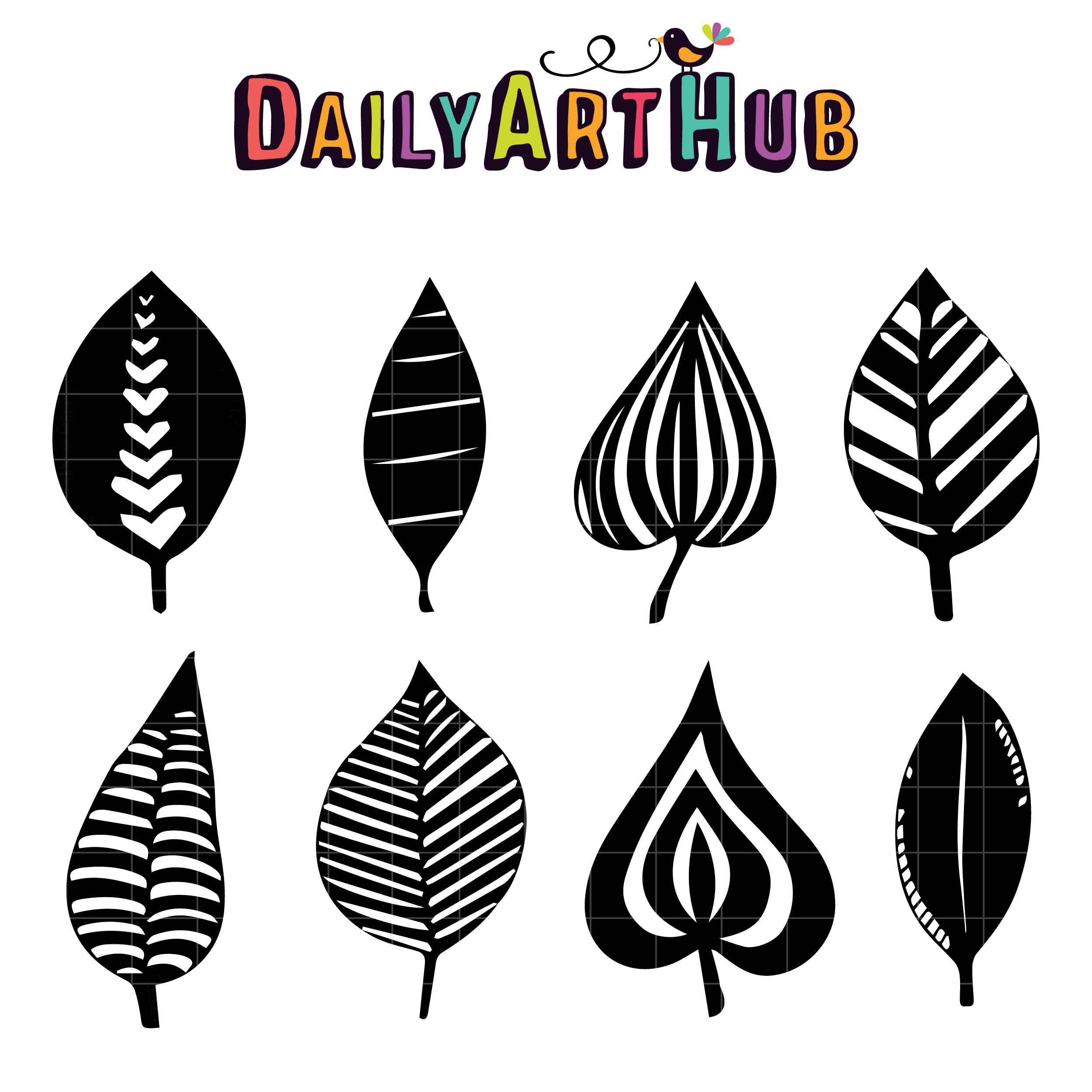 Leaves Doodle Clip Art Set – Daily Art Hub – Free Clip Art Everyday