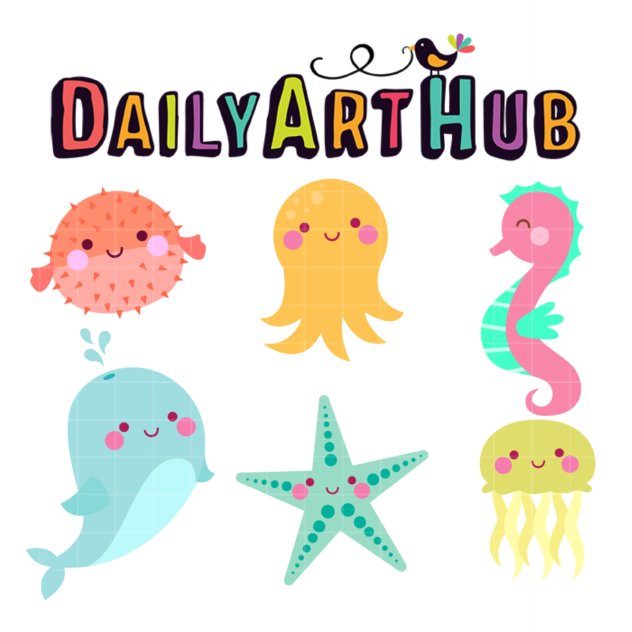 Cute Sea Animals Clip Art Set – Daily Art Hub // Graphics, Alphabets & SVG